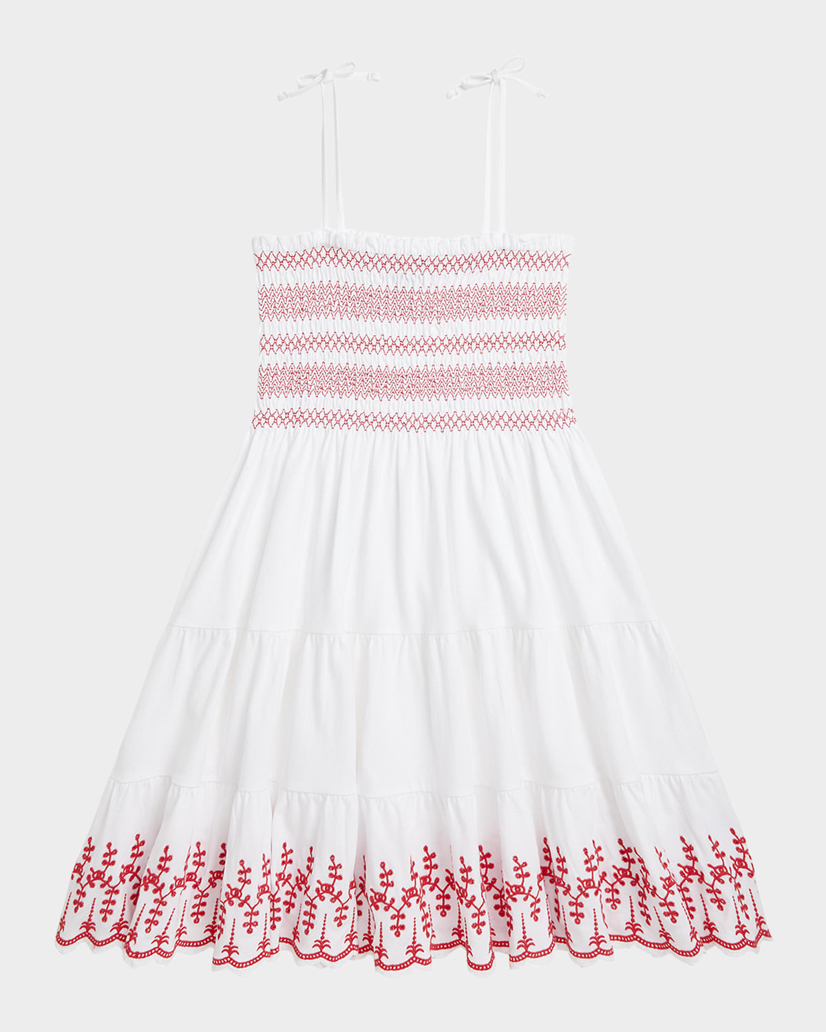 Ralph Lauren Girl's Eyelet Embroidered Smocked Dress In White