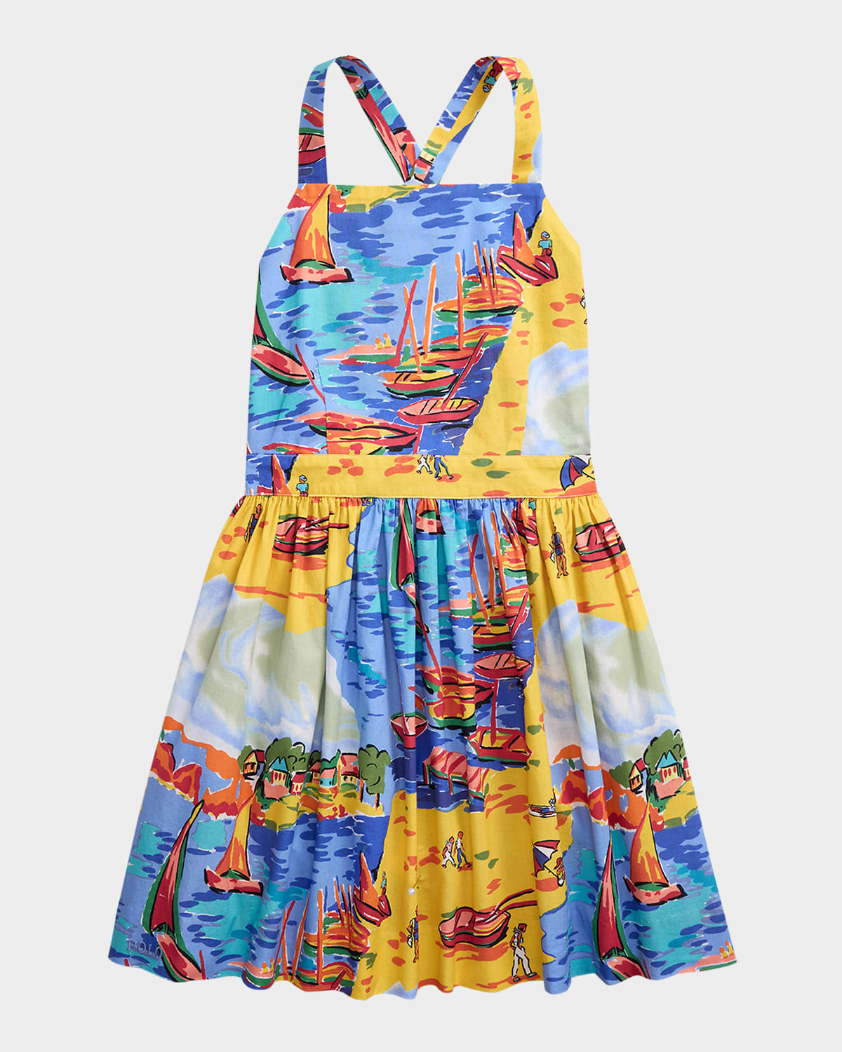 Ralph Lauren 30s Cotton-printpinafor-dresses-day Dress In Seaside Village Haven
