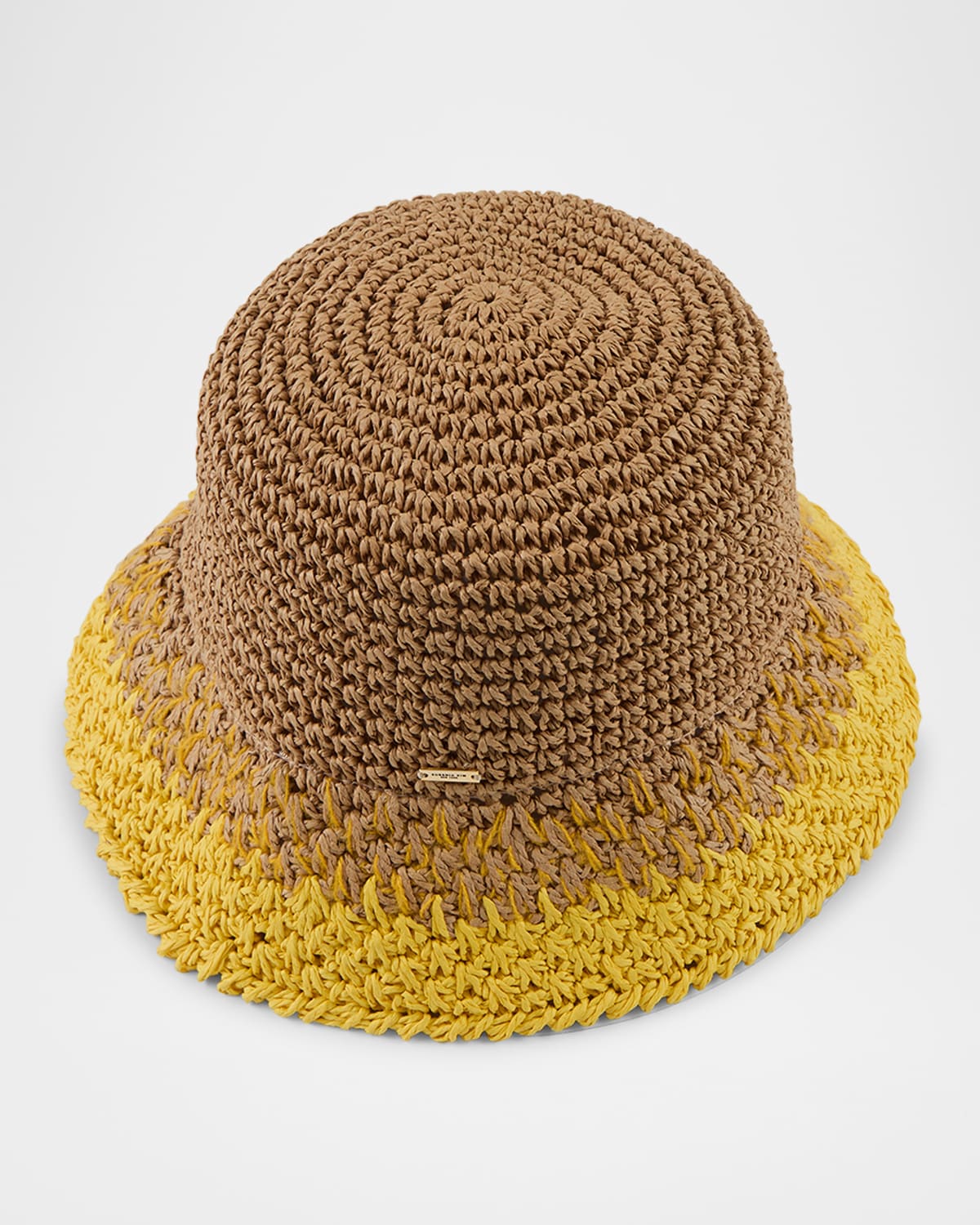 Eugenia Kim Bailey Two-tone Crochet Bucket Hat In Camel Yellow