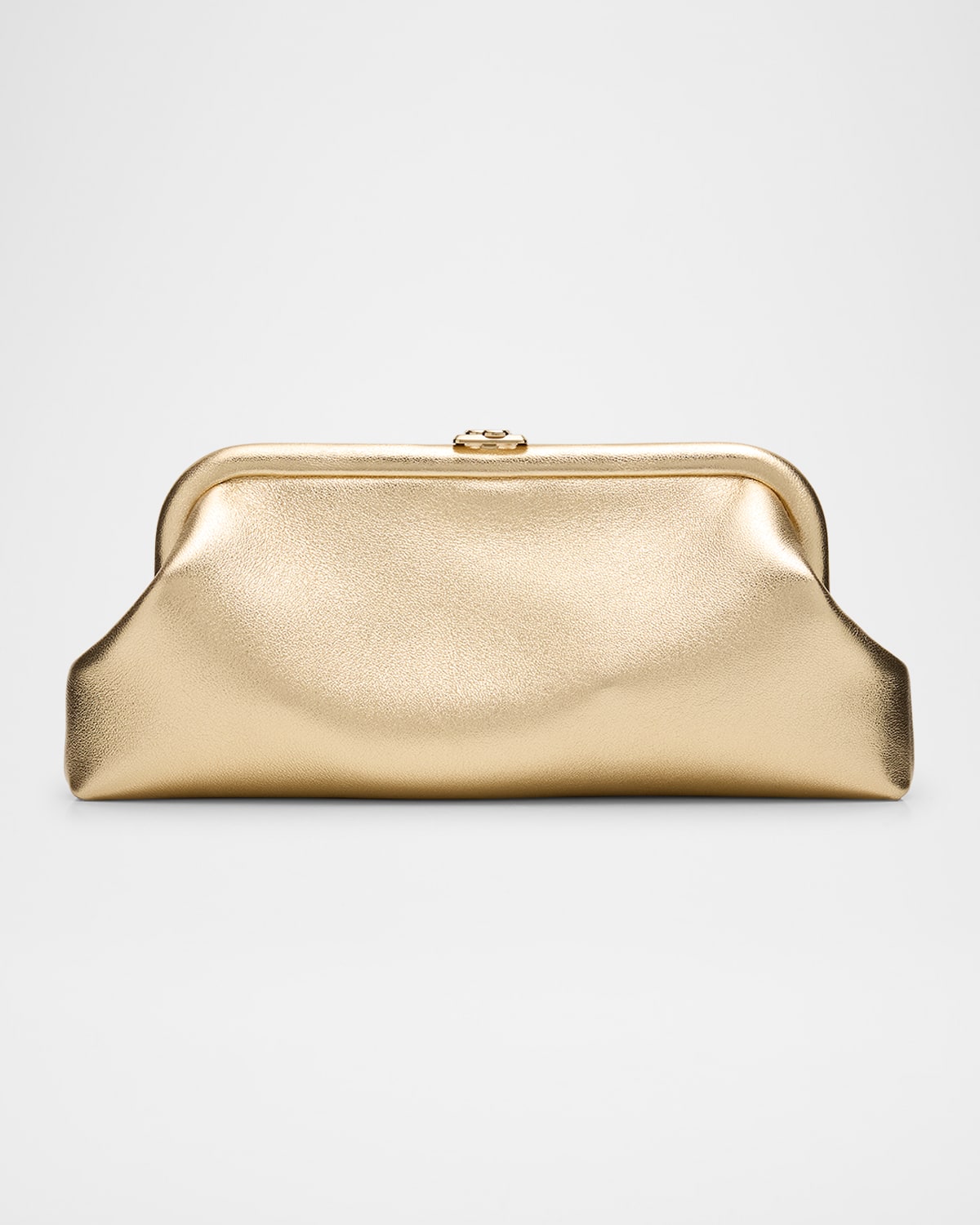 Skylar Frame Metallic Leather Clutch Bag