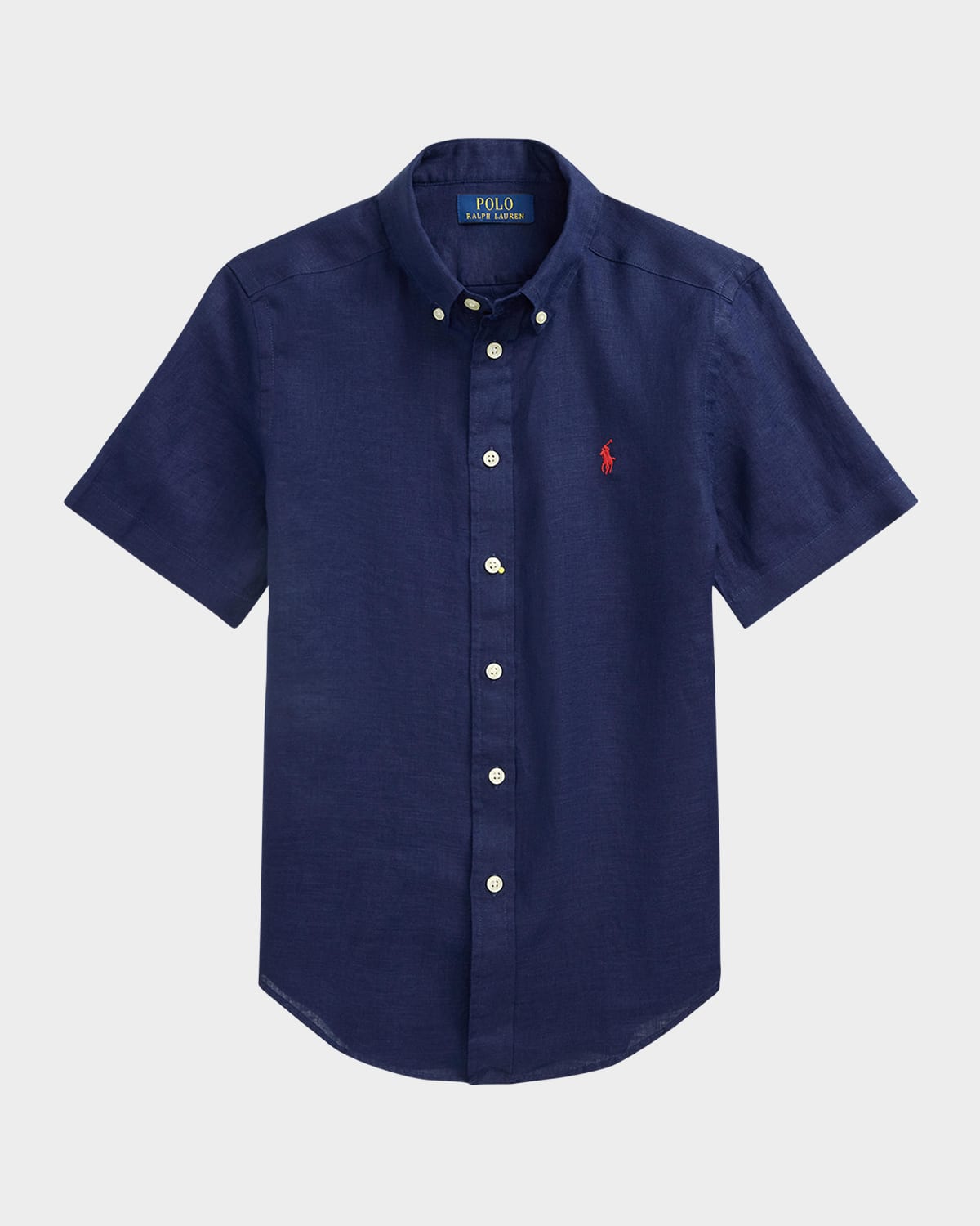 Ralph Lauren Boy's Linen Sport Shirt In Newport Navy