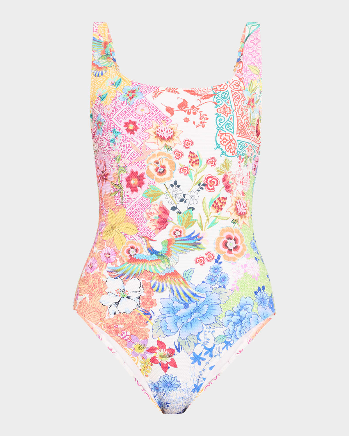 Shop Johnny Was Paula Reverse Pique Tank One-piece Swimsuit