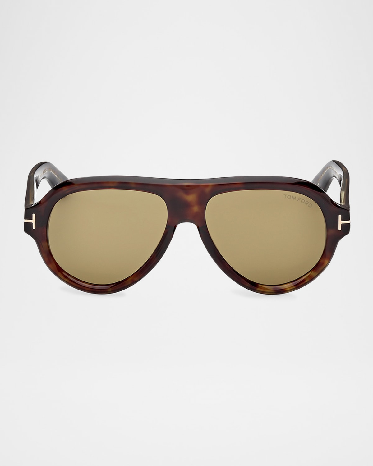 Tom Ford Men's Icon Collection Acetate Aviator Sunglasses In Shiny Dark Havana