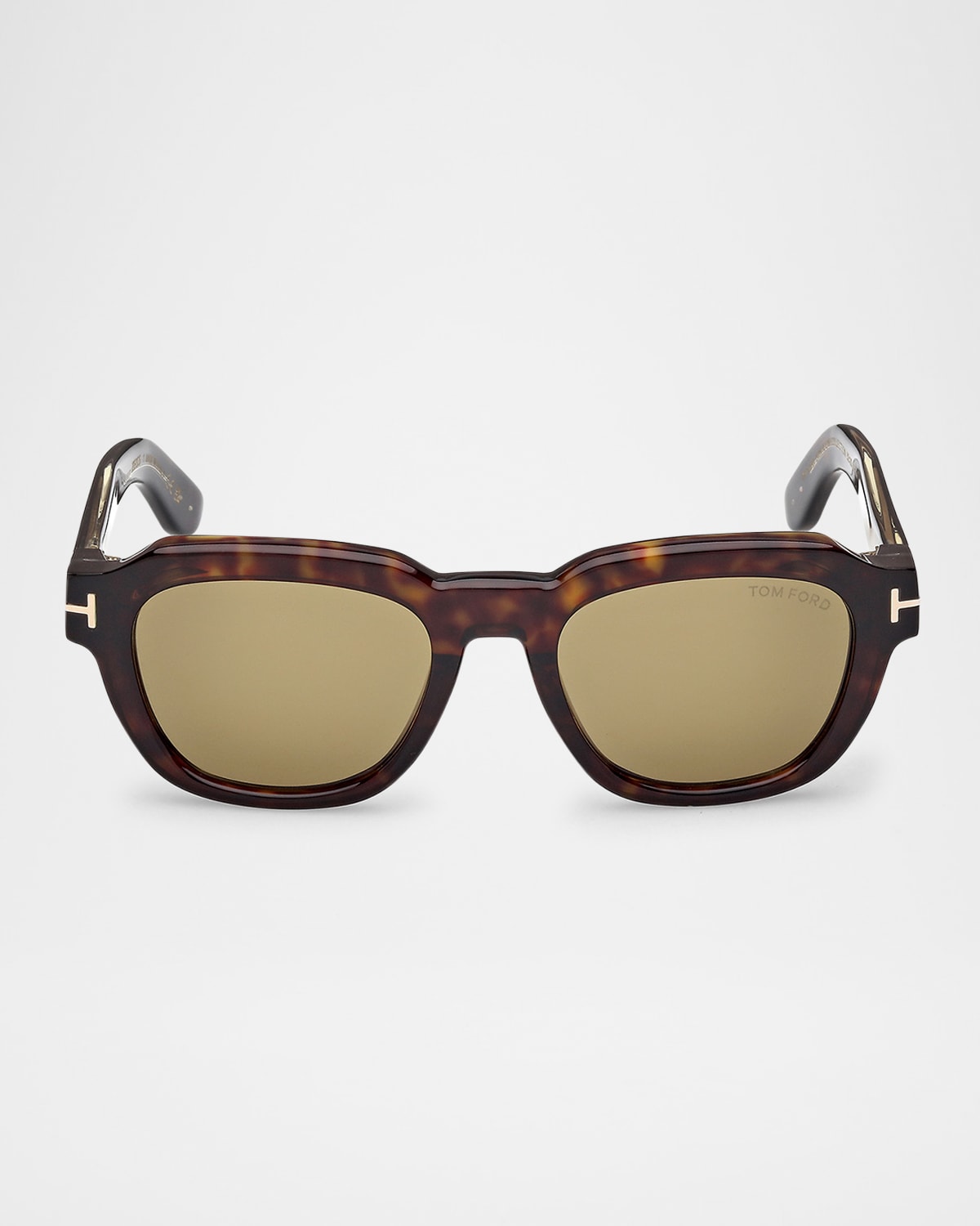 Tom Ford Men's Icon Collection Acetate Square Sunglasses In Shiny Dark Havana