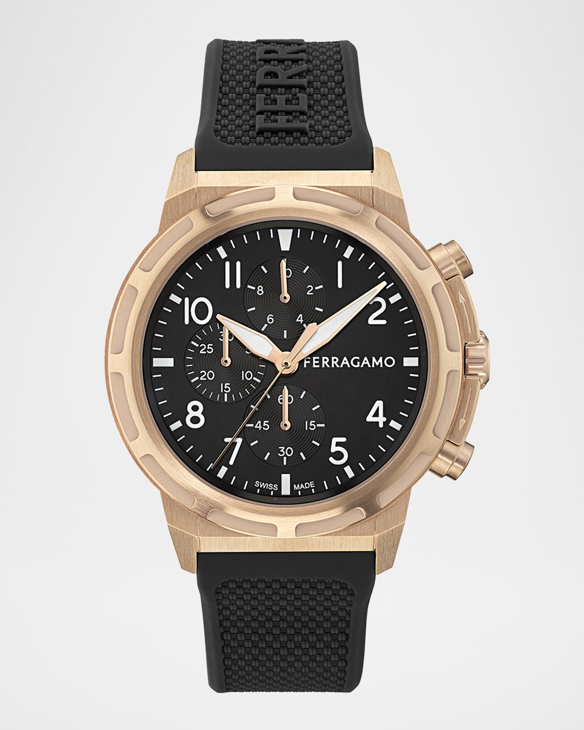 Sport Chrono 44mm IP Rose Gold Silicone Watch