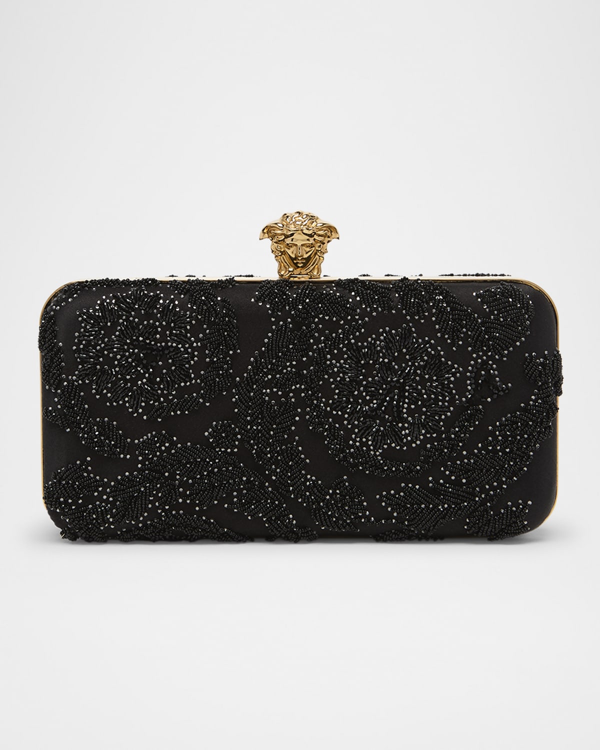 Versace La Medusa Beaded Clutch In Black