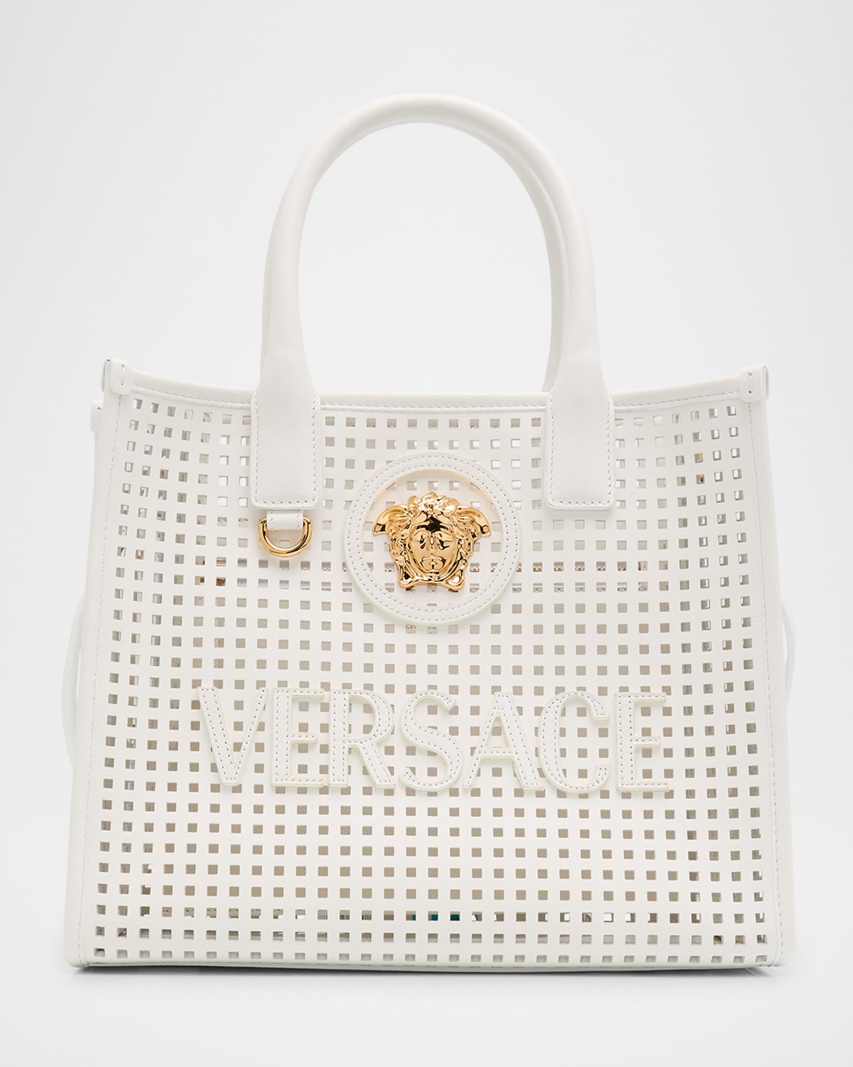 La Medusa Small Cutout Leather Tote Bag