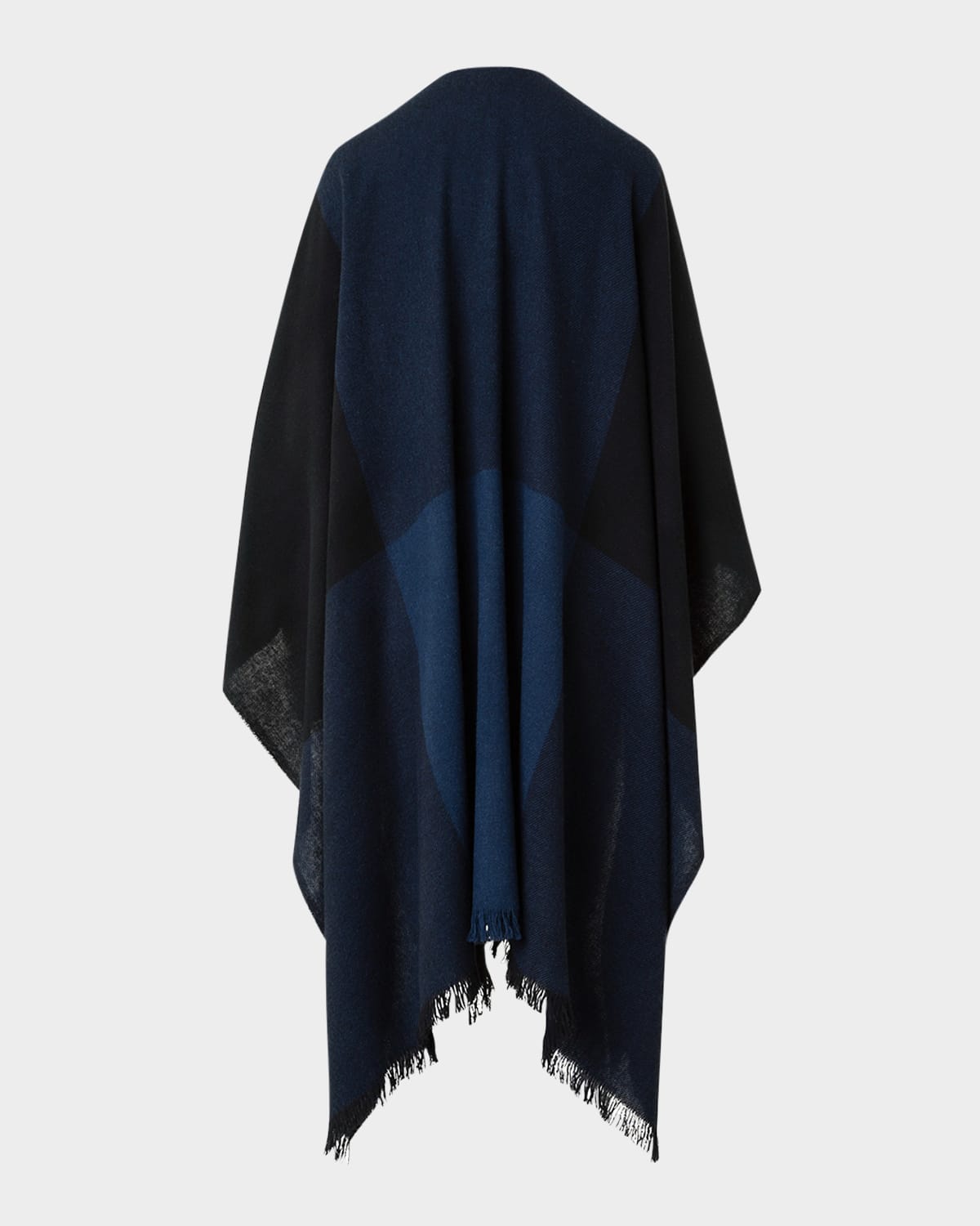 Akris Check Wool-cashmere Fringed Cape Scarf In Black