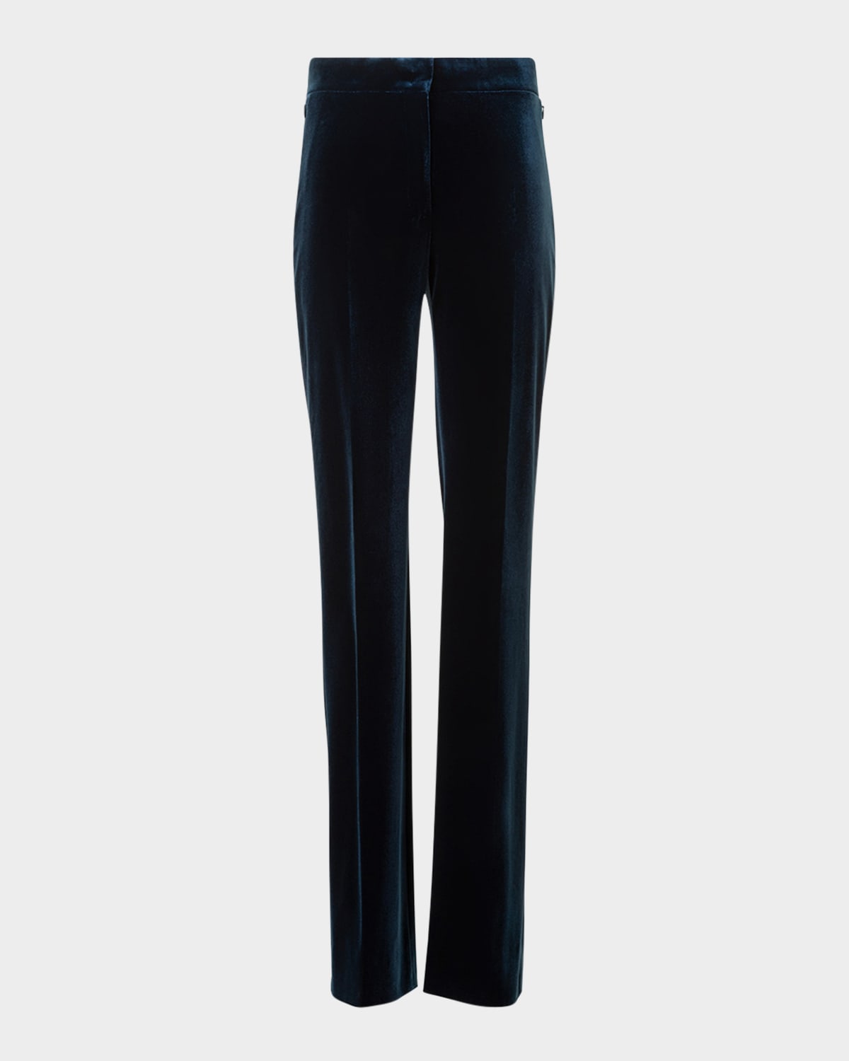 Akris Carl Techno Velvet Stretch Straight-leg Pants In Blue