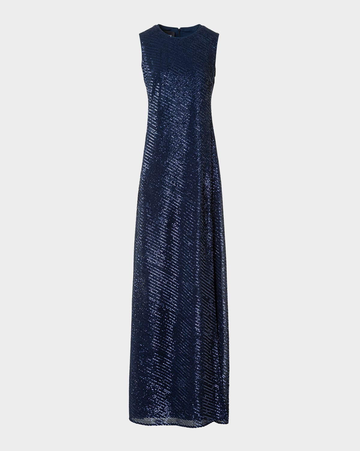Akris Diagonal Sequined Georgette Gown In Blue