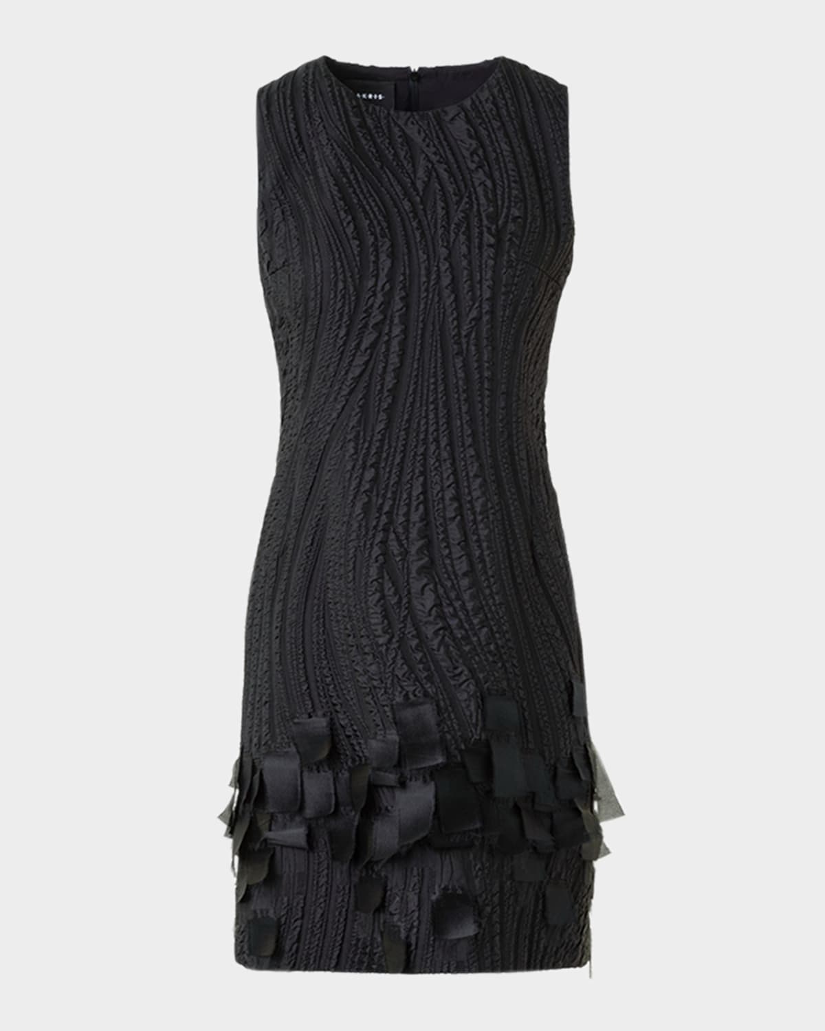 Akris Waves And Ribbons Jacquard Sleeveless Mini Dress In Black