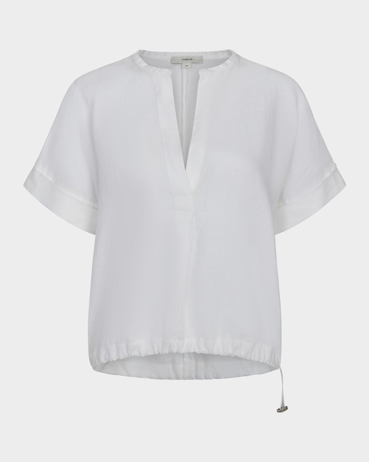 Vince Short-sleeve Linen Top In Optic White