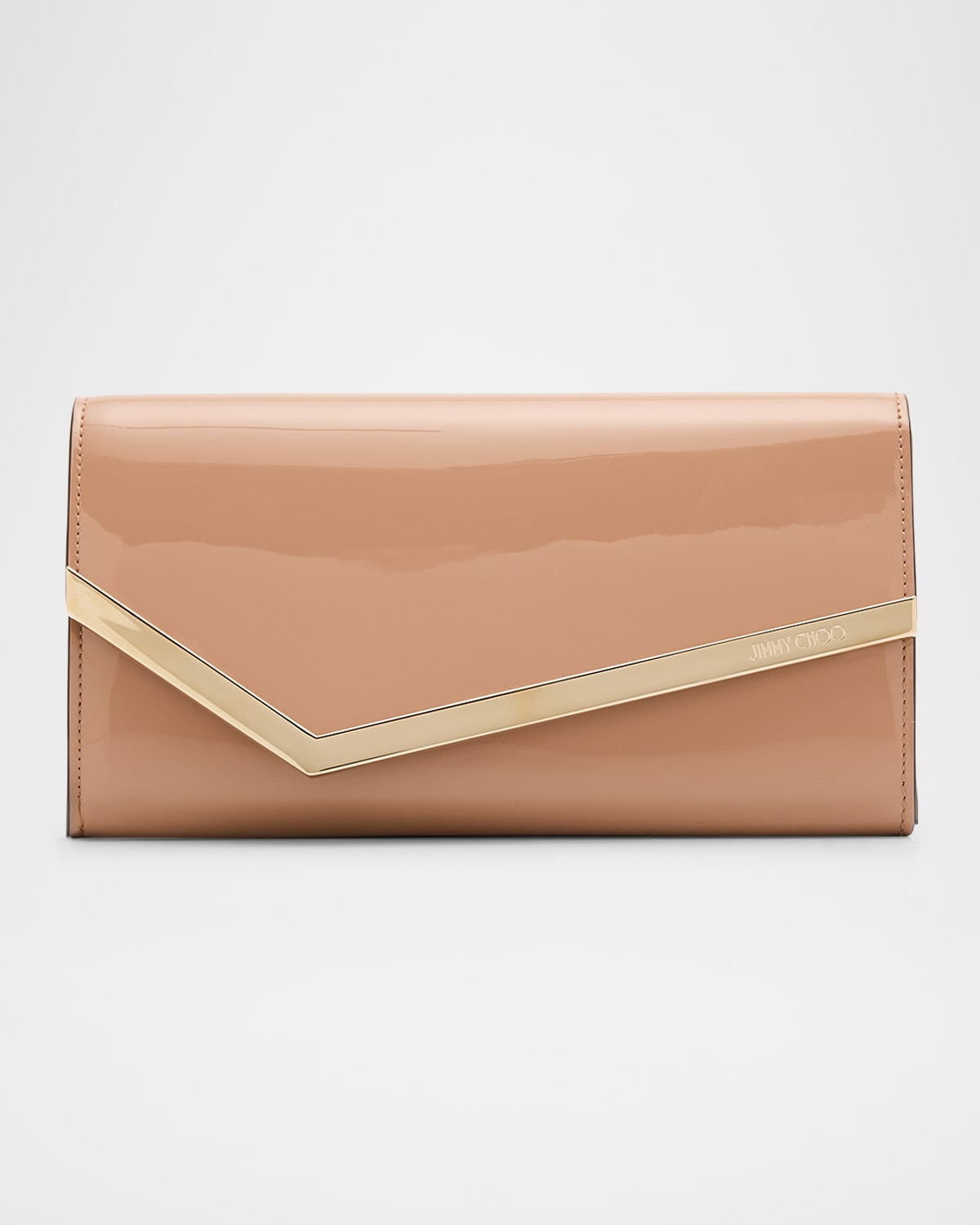 Jimmy Choo Emmie Patent Leather Bar Flap Clutch Bag In Pink