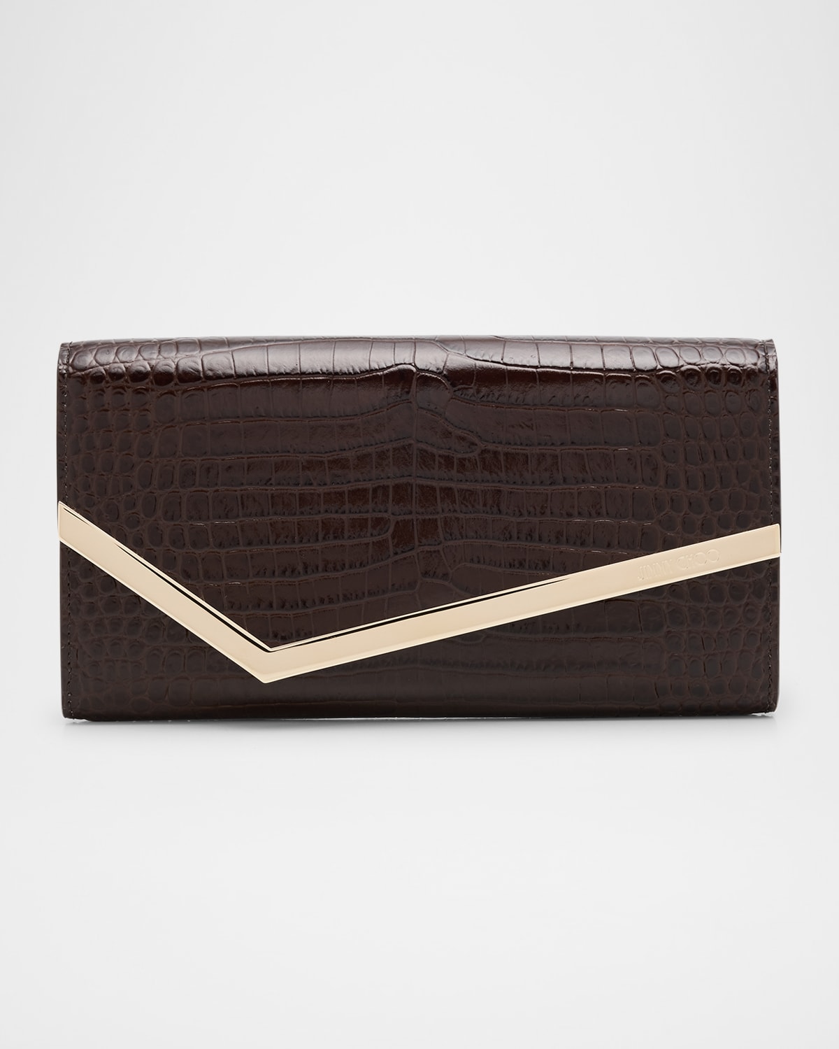 Emmie Croc-Embossed Leather Clutch Bag