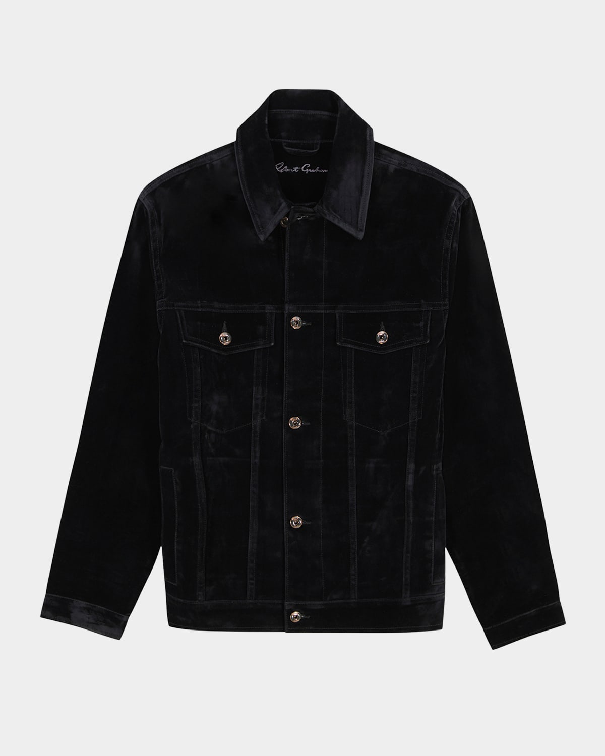 Robert Graham Celestial Velvet Trucker Jacket In Black