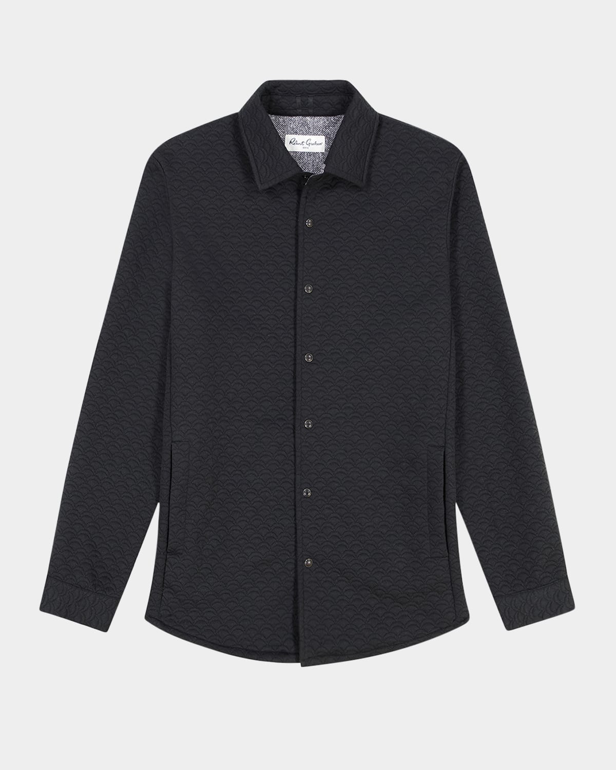 Robert Graham Downey Knit Snap Front Shirt Jacket In Black