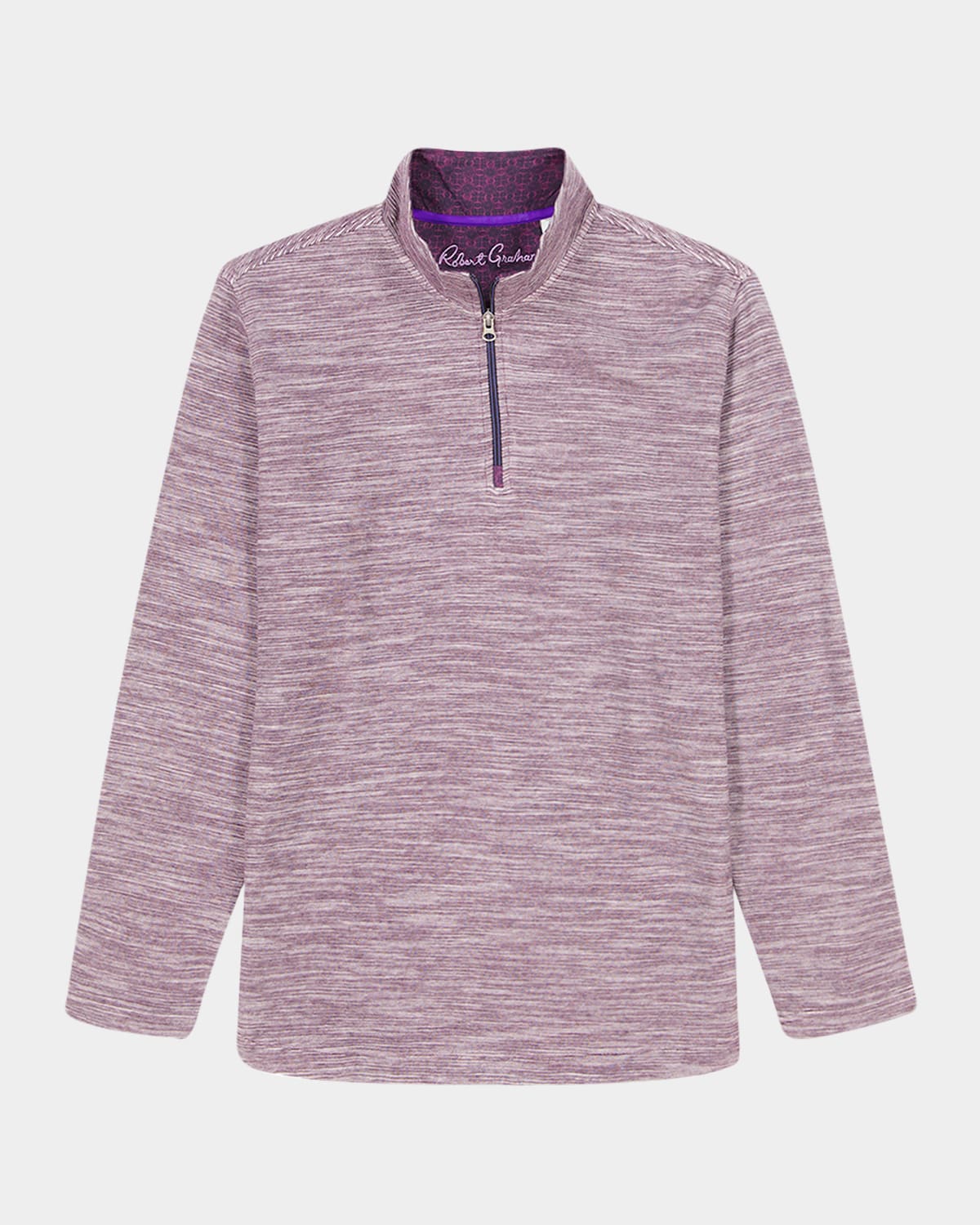 Robert Graham Ledson Space Dye Cotton Quarter Zip Top In Purple