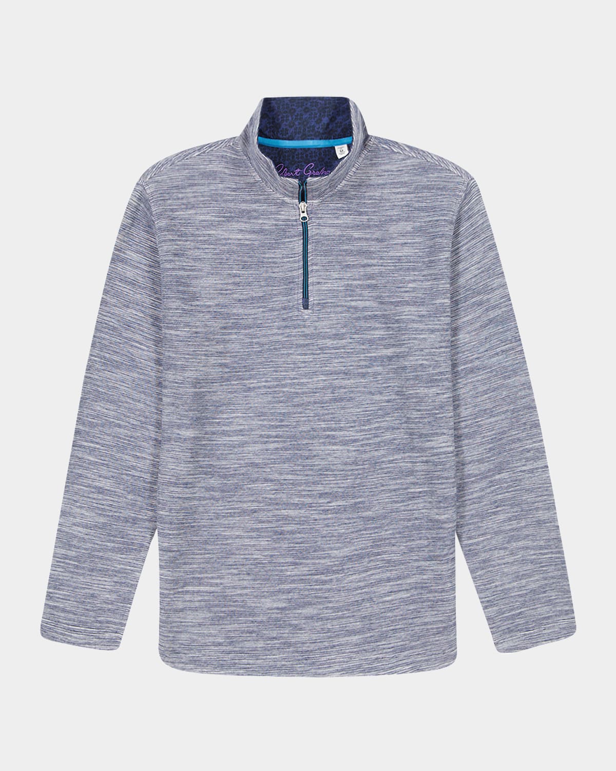 Robert Graham Ledson Space Dye Cotton Quarter Zip Top In Blue