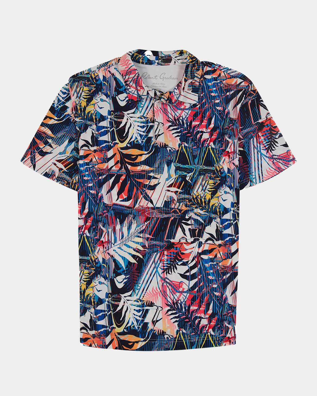 Robert Graham Men's Palm Dreams Multicolor Stretch Knit Polo Shirt In Multi