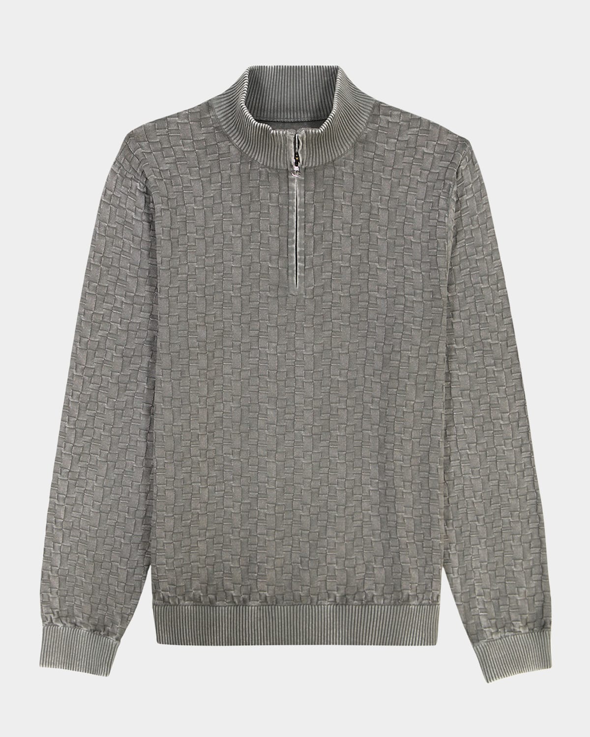 Robert Graham Aubin Basketweave Quarter Zip Sweater In Gray
