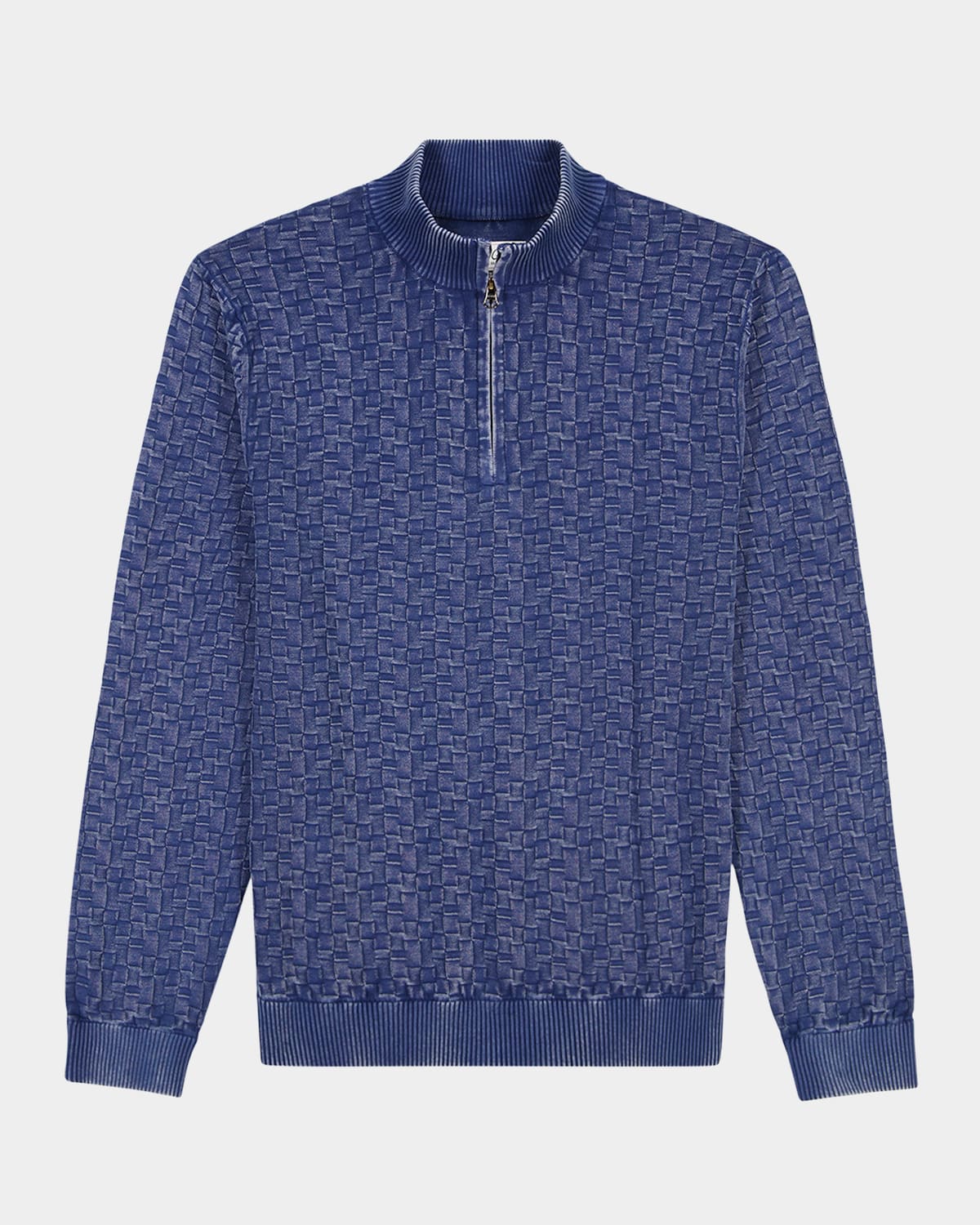 Robert Graham Aubin Basketweave Quarter Zip Sweater In Blue