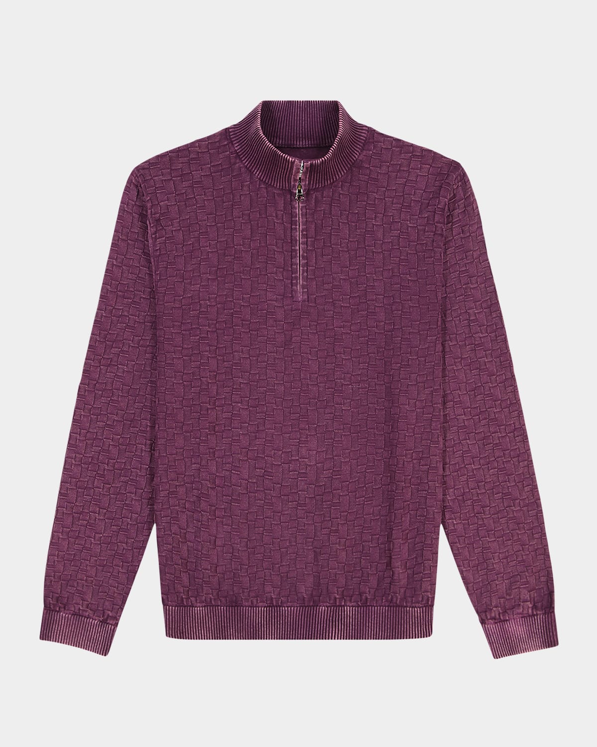 Robert Graham Aubin Basketweave Quarter Zip Sweater In Purple