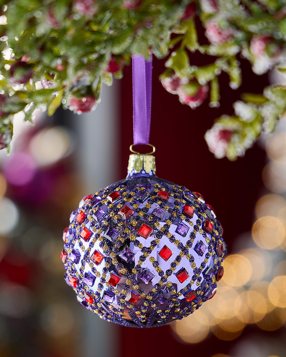 Neiman Marcus Royal Plum Gleam Ball Ornament