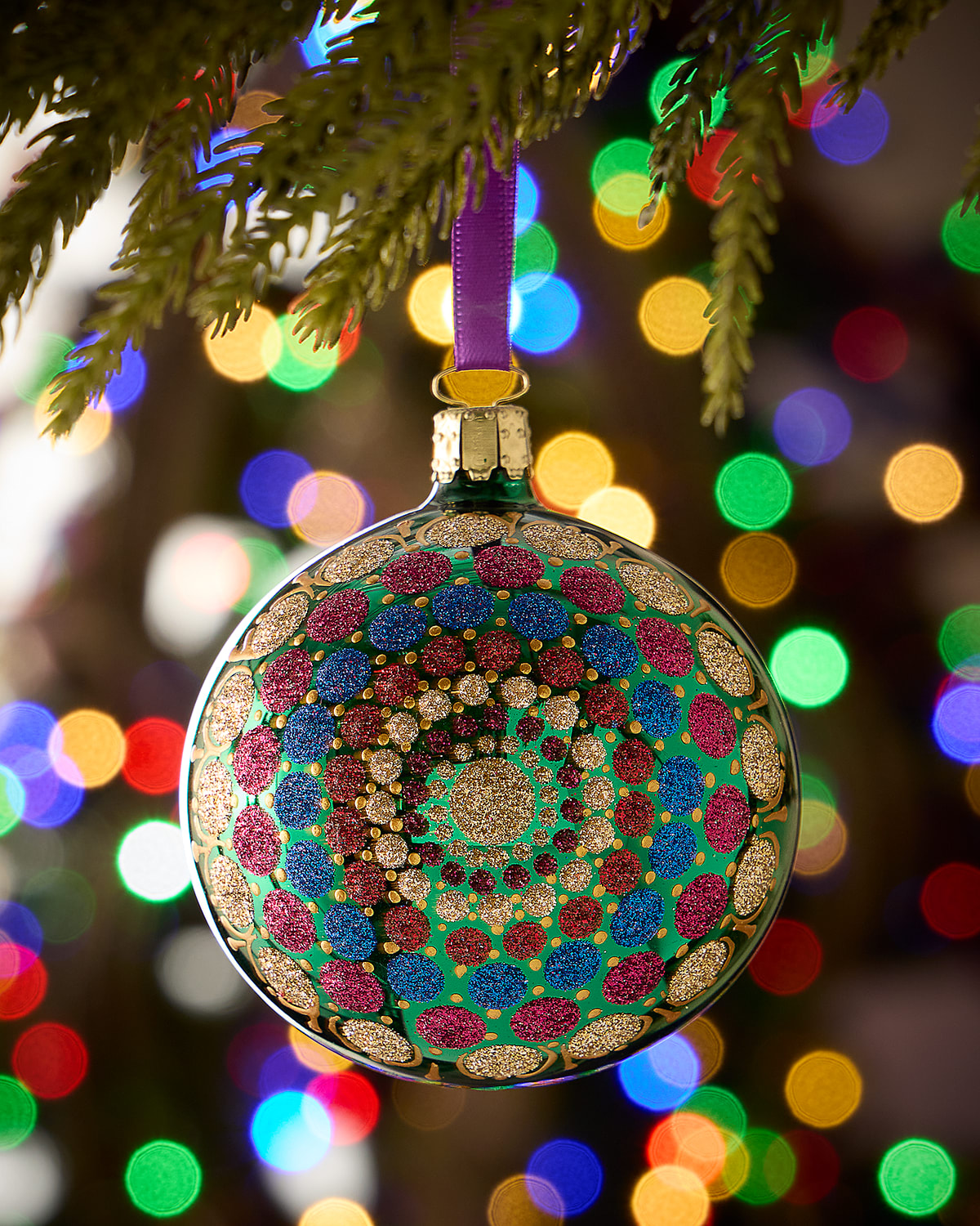 Neiman Marcus Forest Spirit Glitter Glass Ornament In Multi