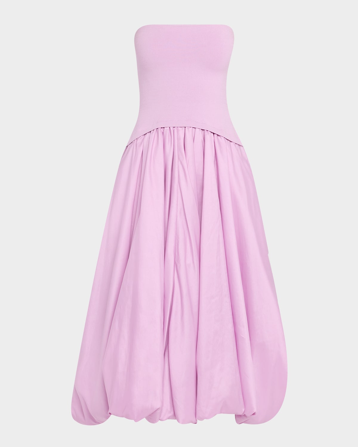 Simkhai Izzy Strapless Mixed Media Bubble Midi Dress In Purple