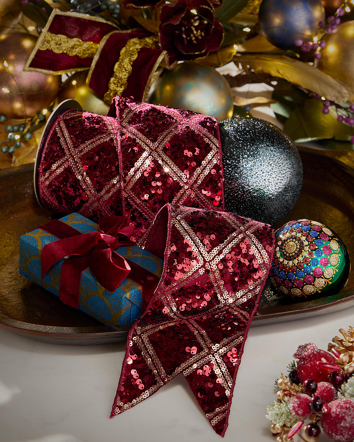 D. Stevens Harlequin Sequin Ribbon, 4" X 5 Yards