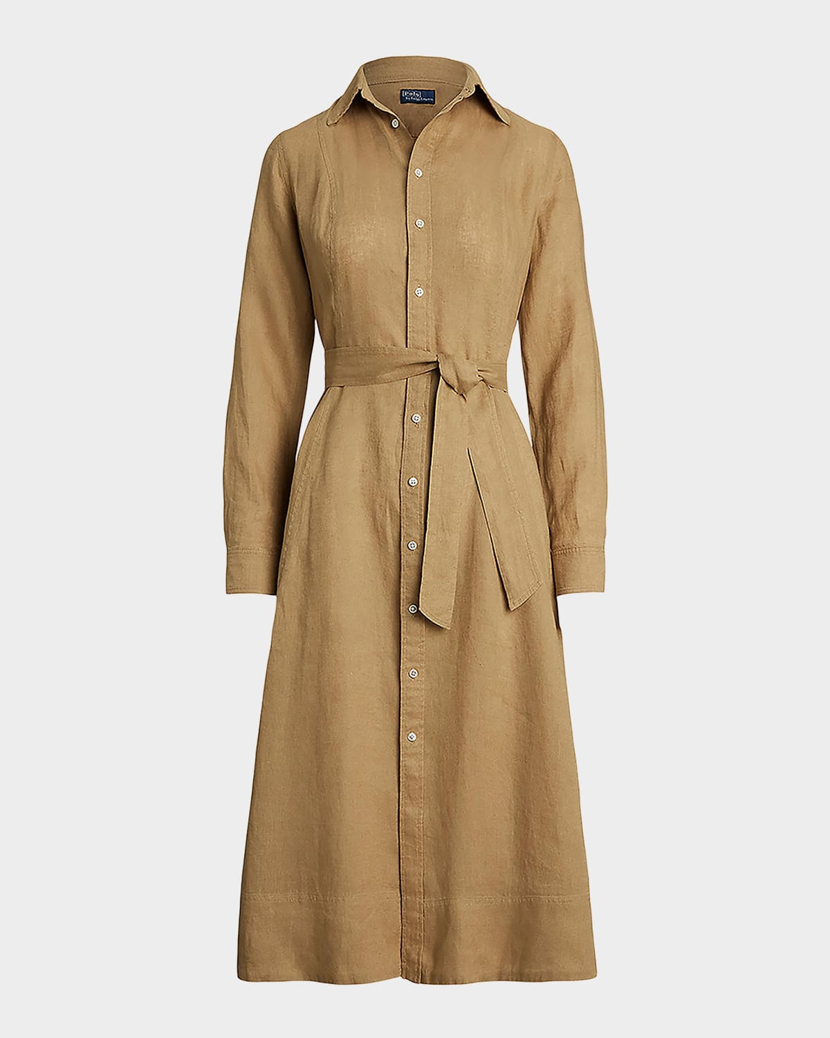 Polo Ralph Lauren Belted Linen Shirtdress In Neutral