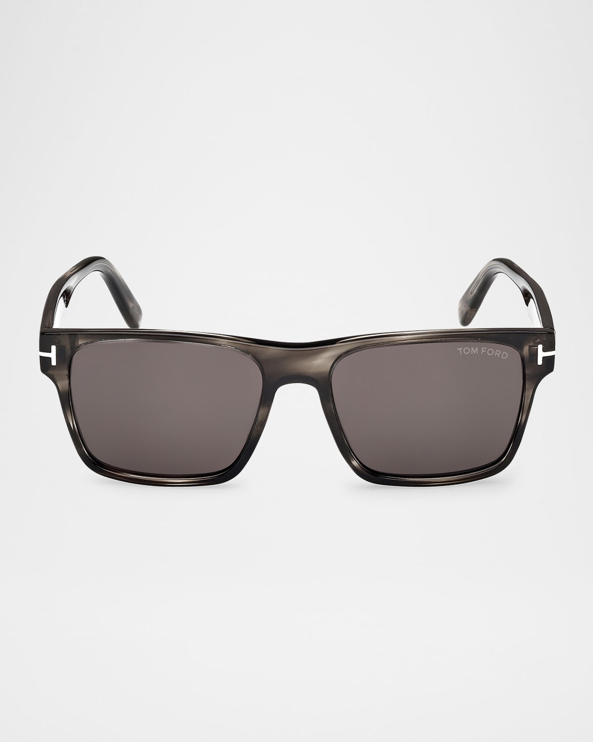 Tom Ford Square Frame Sunglasses In Shiny Striped Black Havana
