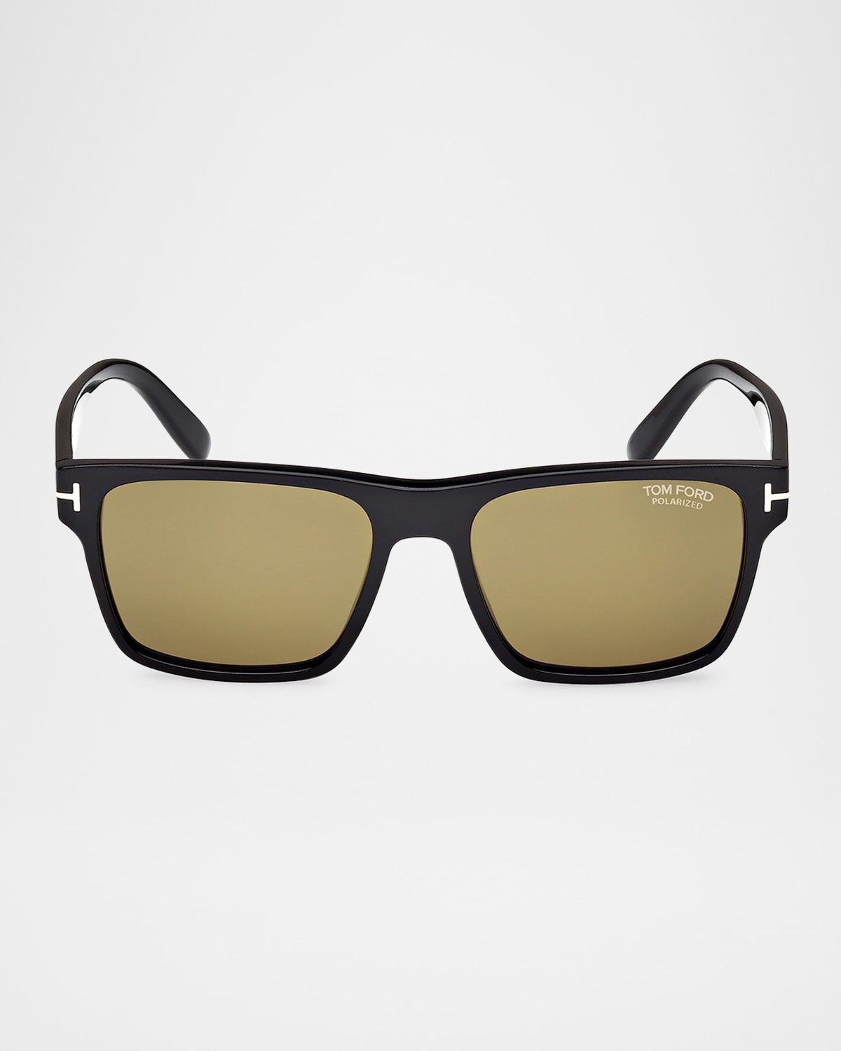 Tom Ford Men's Calder Polarized Acetate Square Sunglasses In Shiny Black