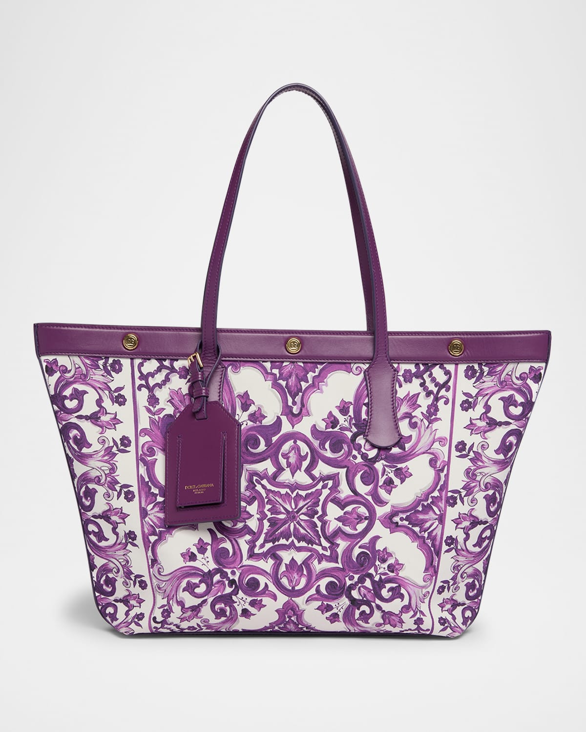 Dolce & Gabbana Majolica-print Canvas Shopping Tote Bag