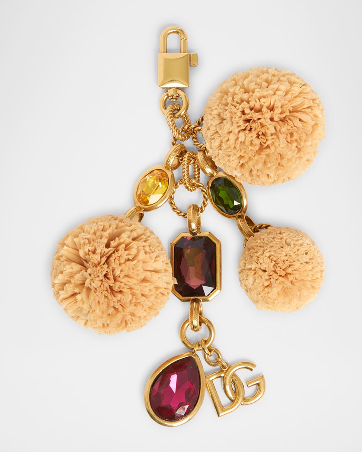 Dolce & Gabbana Pompom Multicolor Embellished Bag Charm
