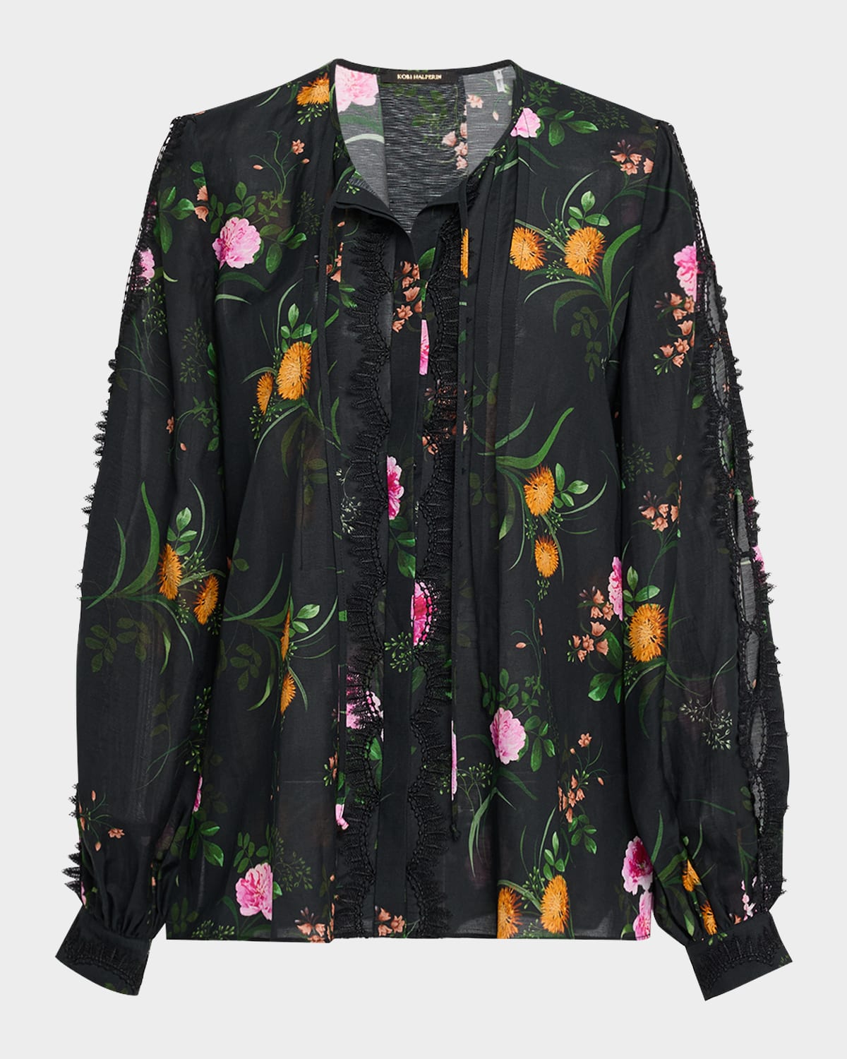 Kobi Halperin Ren Floral-print Cutout Blouse In Multi