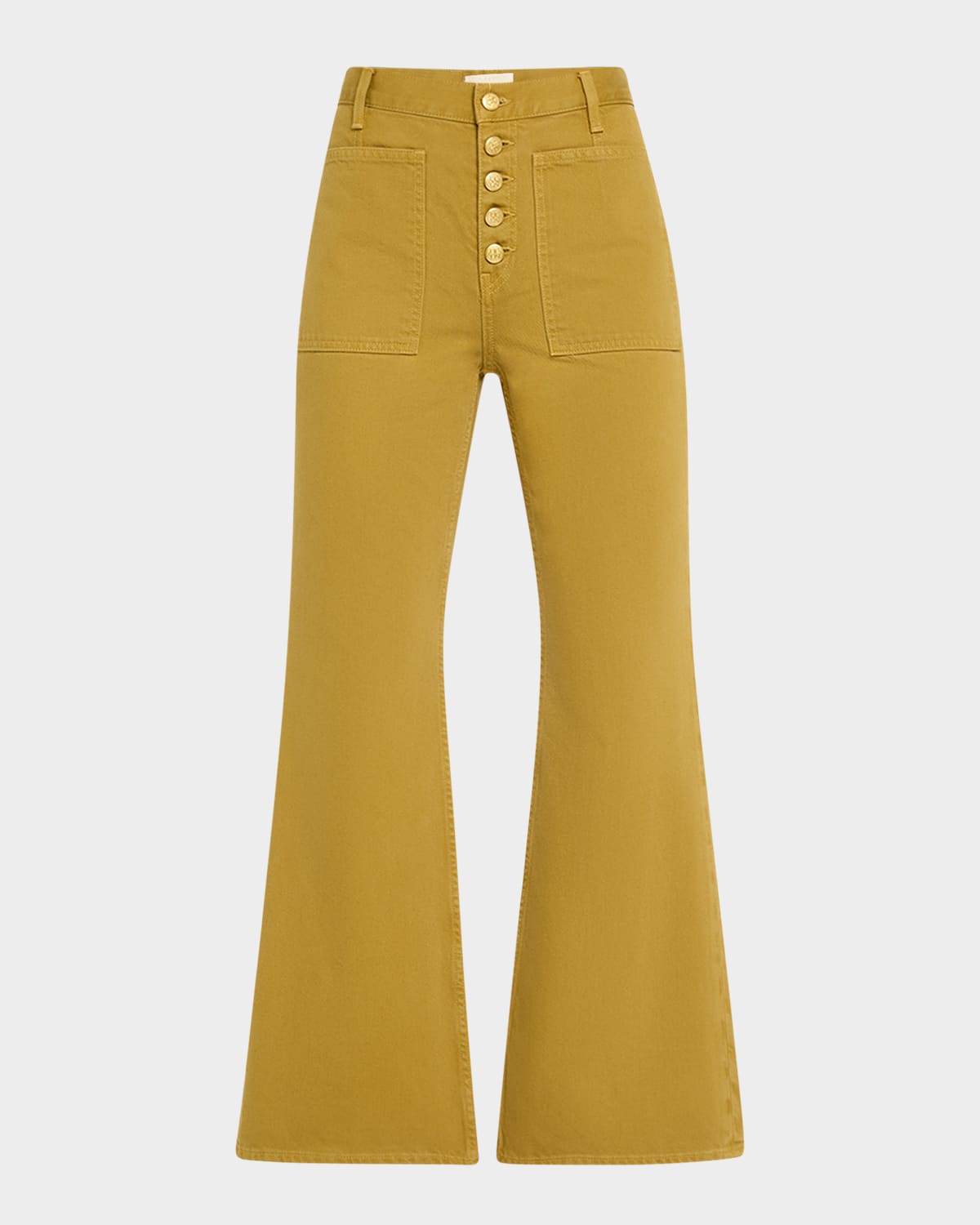 Ulla Johnson The Lou Button Fly Flare Jeans In Yellow
