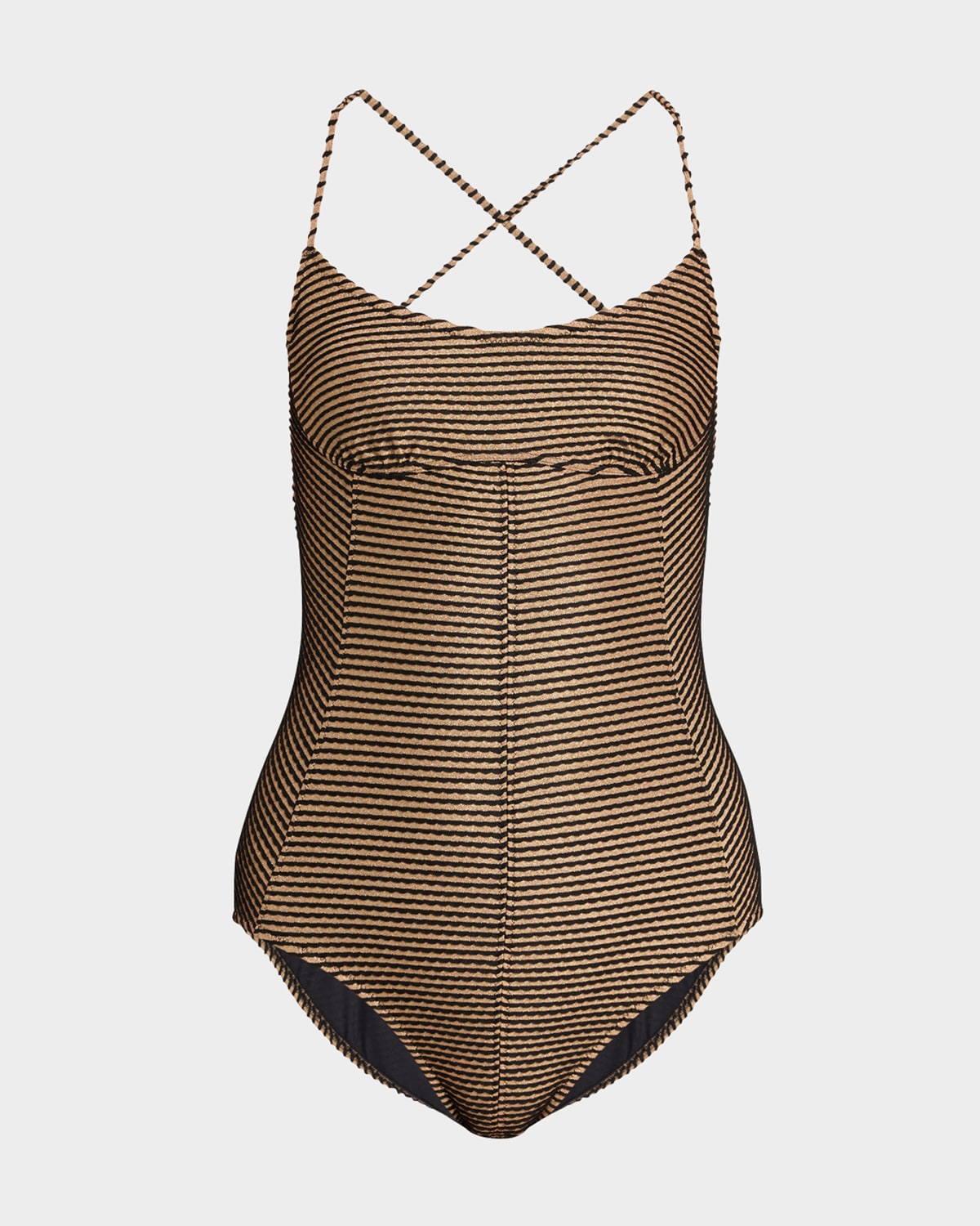 Ulla Johnson Positano Scalloped One-piece Swimsuit In Yellow