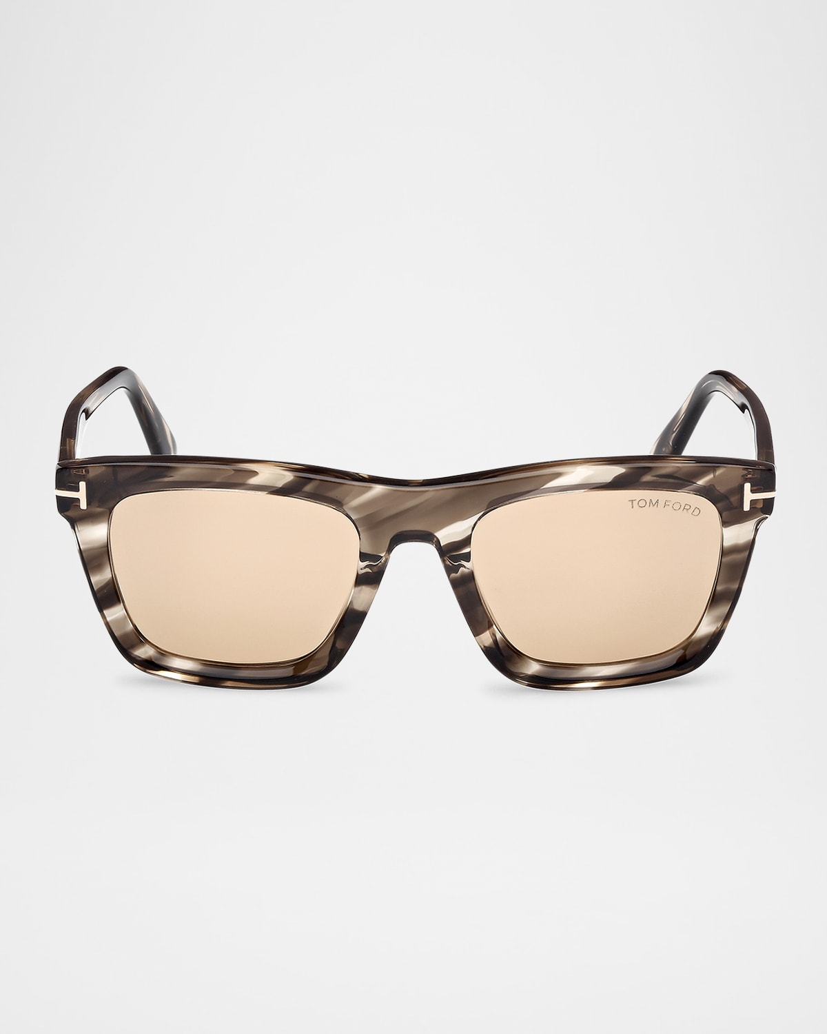 Tom Ford Eyewear Lelio Square Frame Sunglasses In Shiny Striped Black  Transp Grey Light Brown Lenses