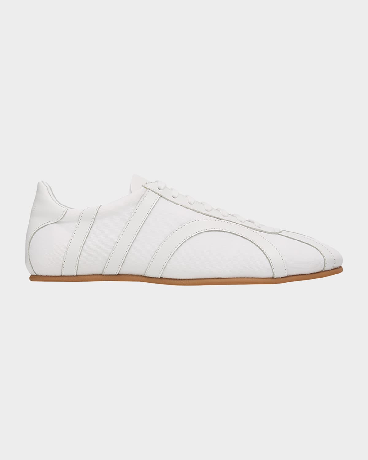 Totême Canvas Low-top Sneakers With Leather Profiles In White