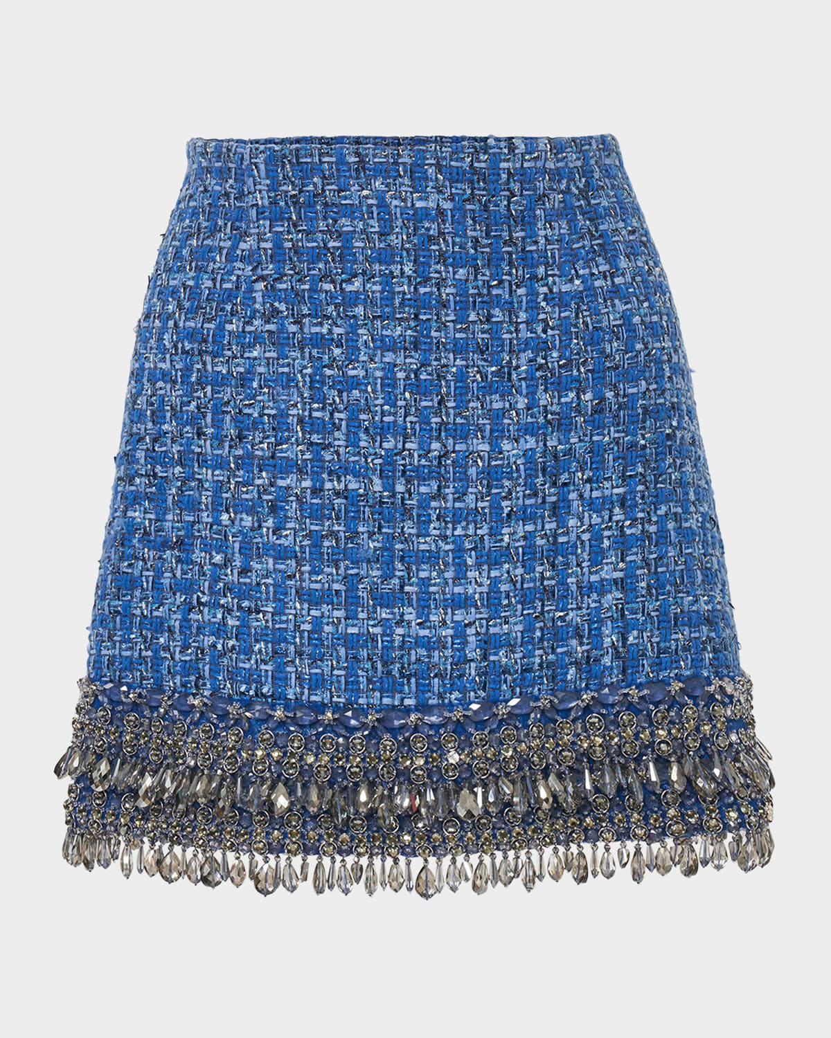 Carolina Herrera Embellished Tweed Mini Skirt In Blue