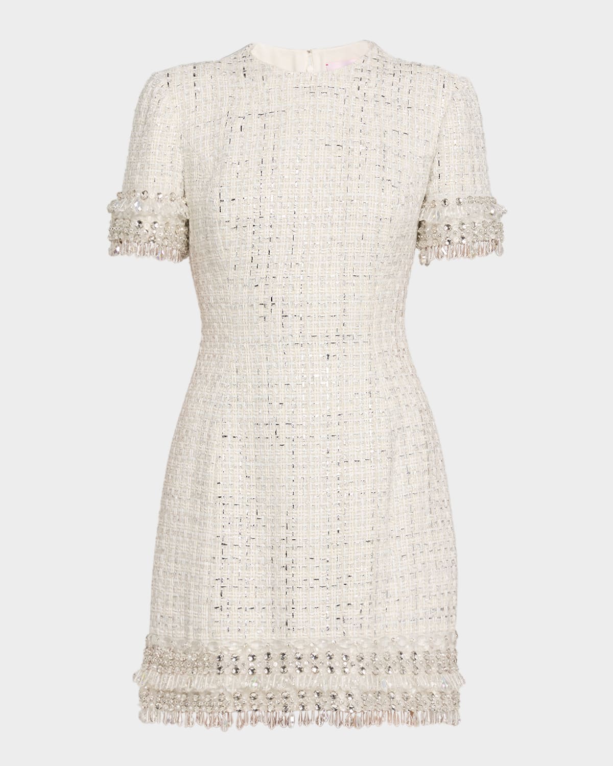 Carolina Herrera Embellished Tweed Mock-neck Mini Dress In Multi
