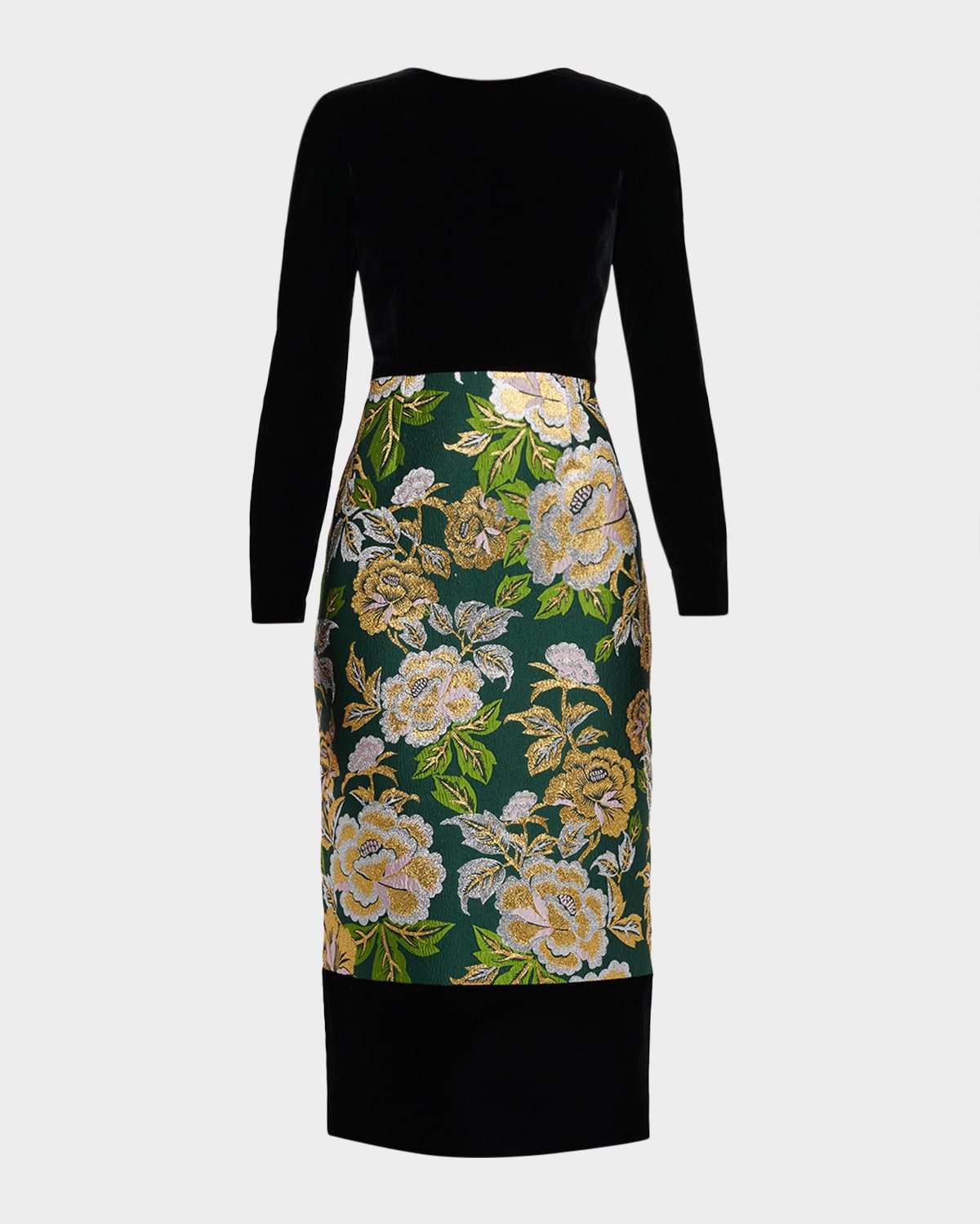 Carolina Herrera Floral Jacquard Crewneck Midi Dress In Multi