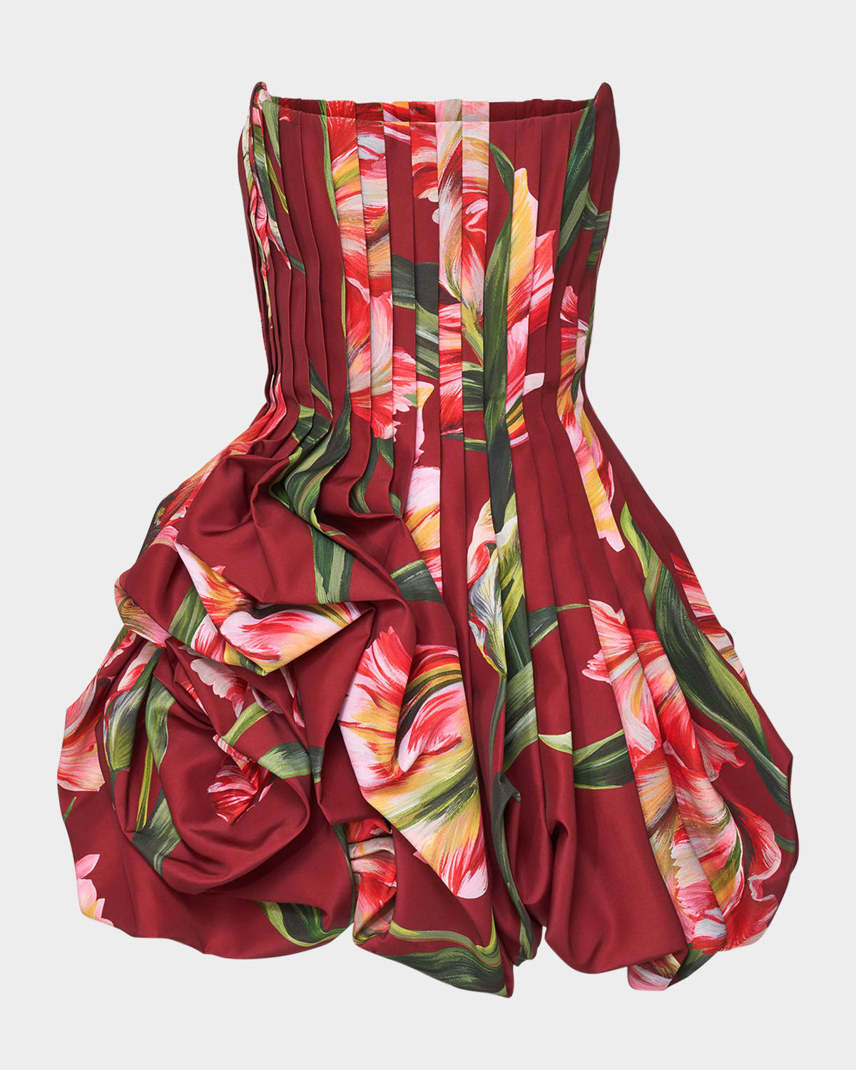 Carolina Herrera Floral Pleated Draped Mini Dress