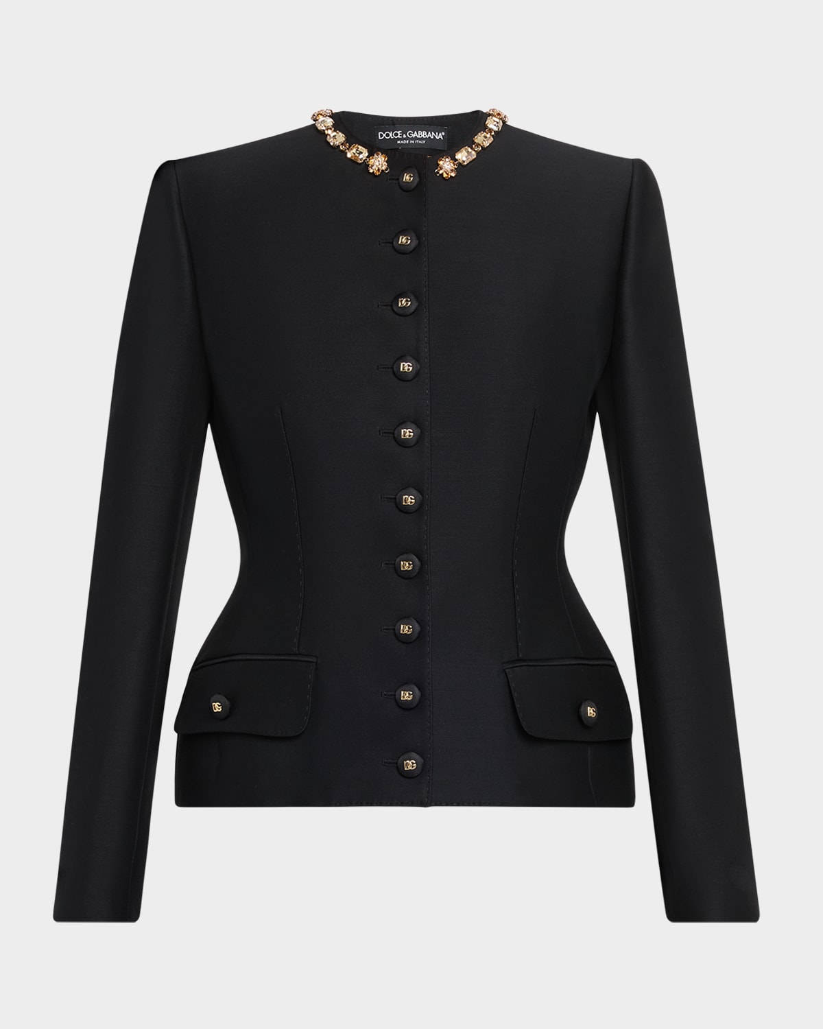 Dolce & Gabbana Tailored Crystal-embellished Blazer In Black