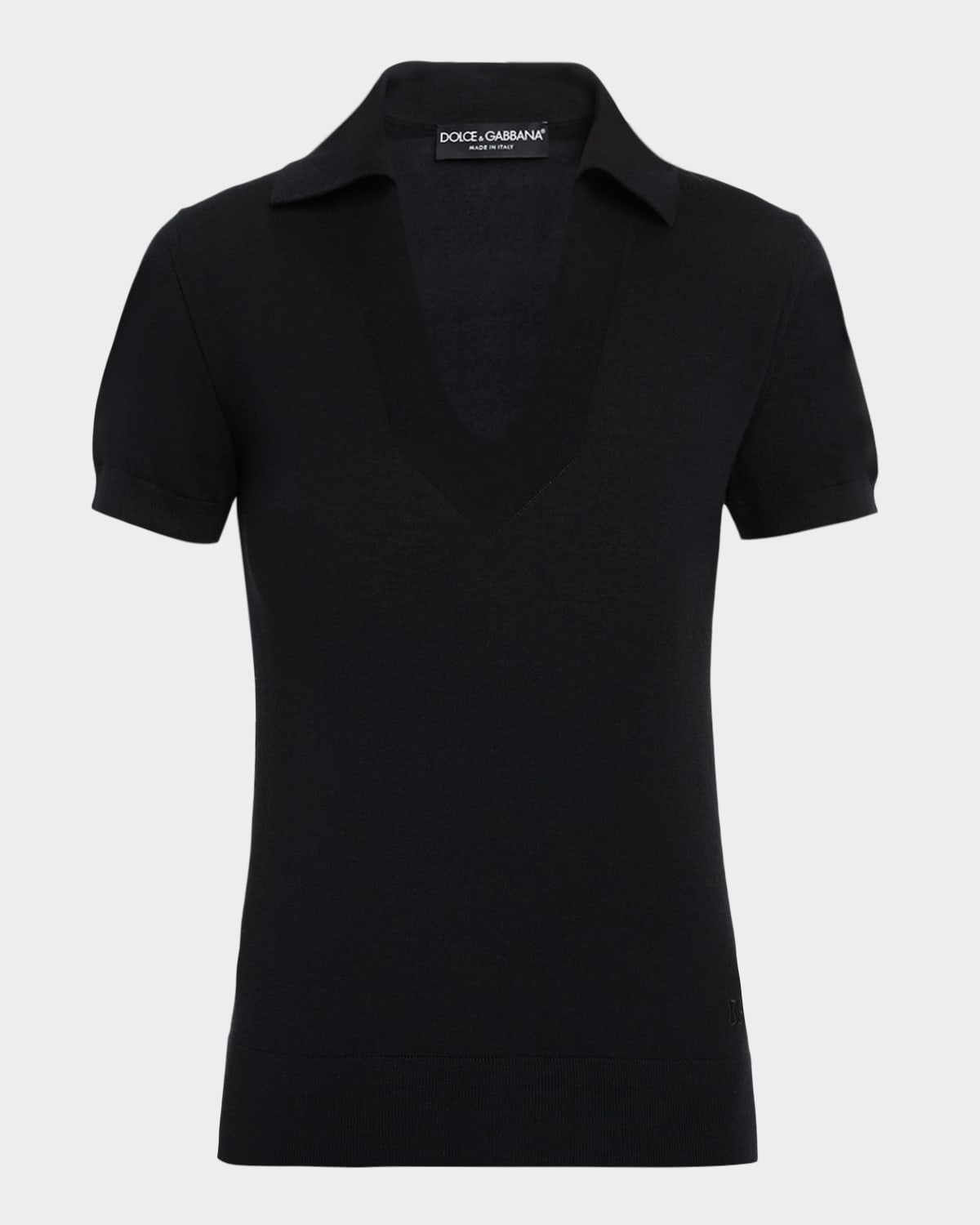 Dolce & Gabbana Short-sleeve Cashmere Polo Shirt In Black