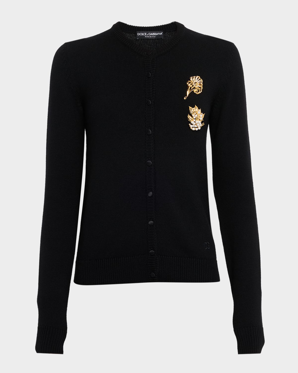 Dolce & Gabbana Embellished Button Cardigan In Black
