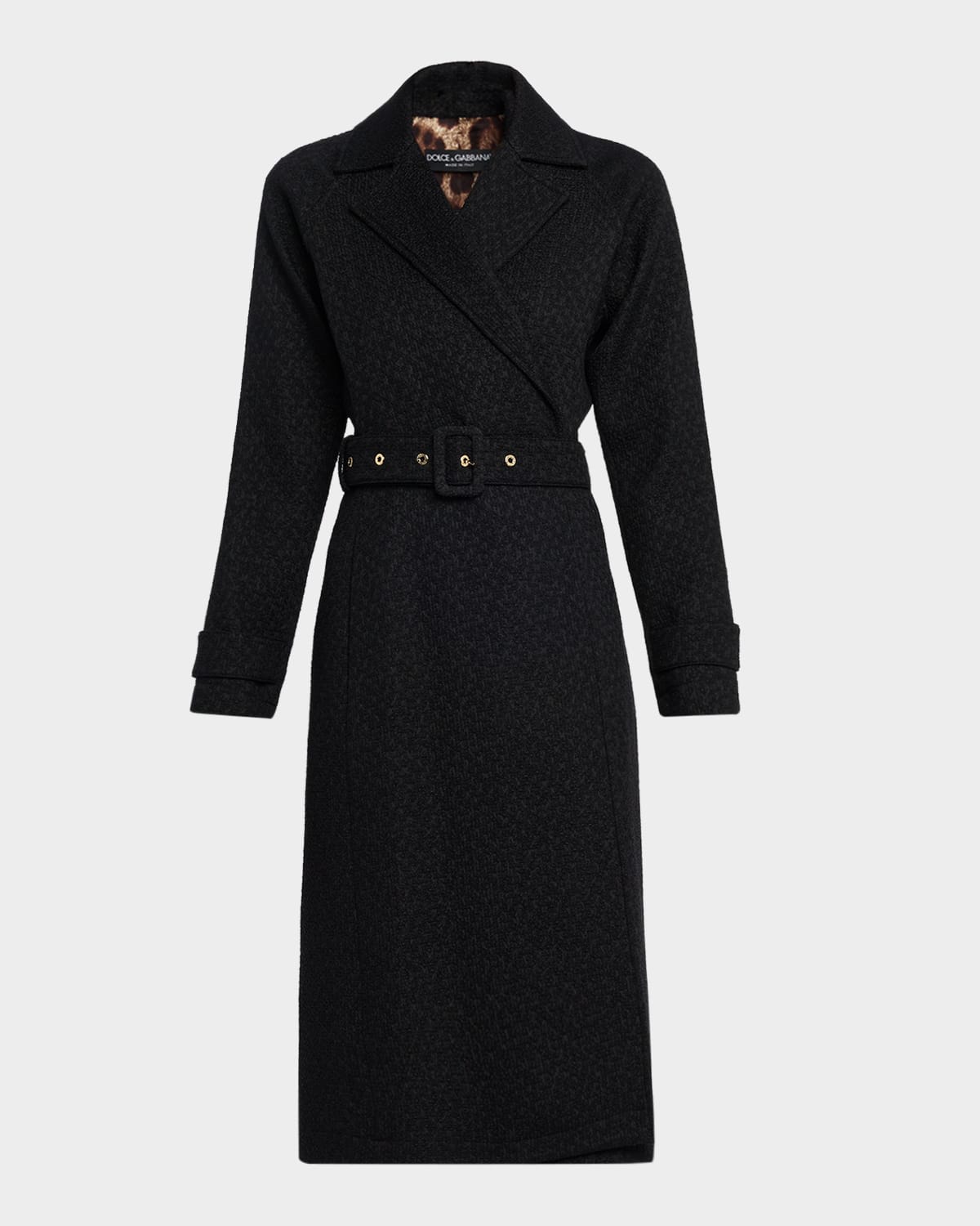 Dolce & Gabbana Rachel Bottoné Tweed Trench Coat In Black