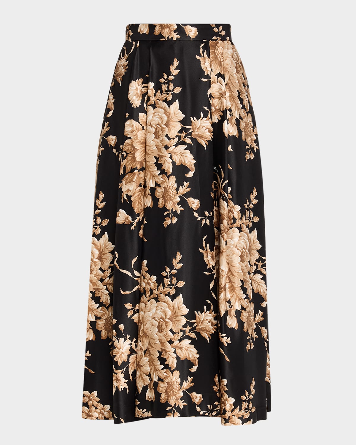 Dolce & Gabbana Rose Douchesse Cretonne Midi Skirt In Black