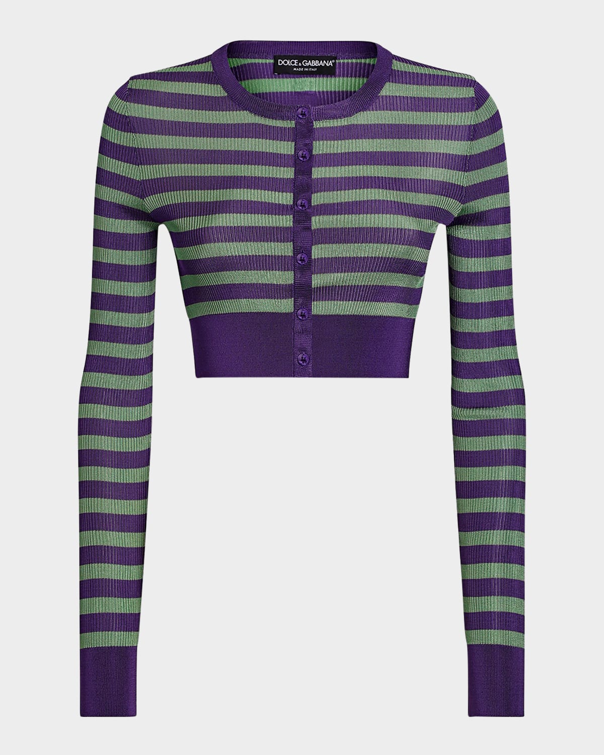 Dolce & Gabbana Striped Rib Crop Crewneck Cardigan